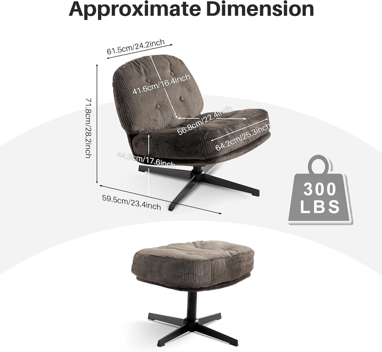 Red Barrel Studio® Hardyal Upholstered Swivel Accent Chair with Ottoman