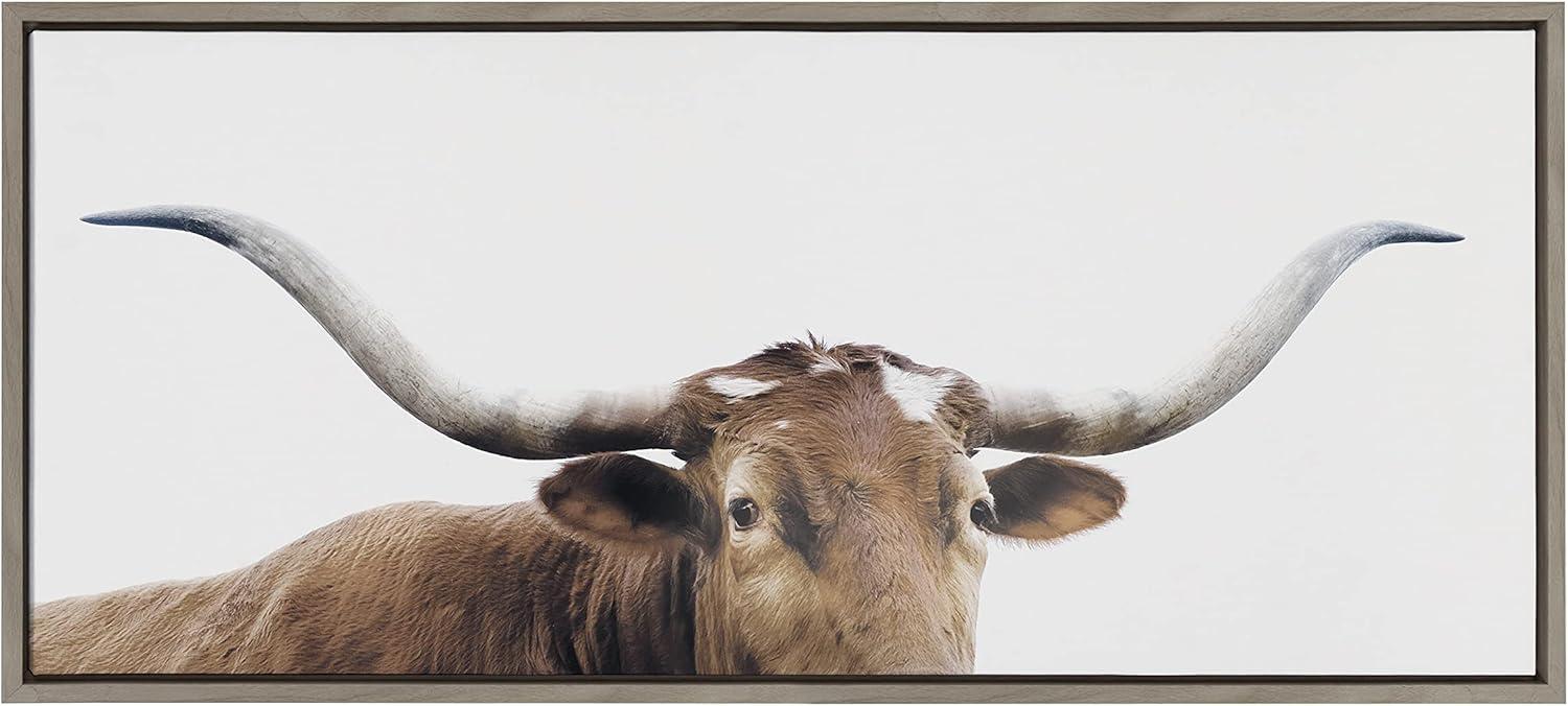 18" x 40" Sylvie Texas Longhorn Frame Canvas by The Creative Bunch Studio - Kate & Laurel All Things Decor