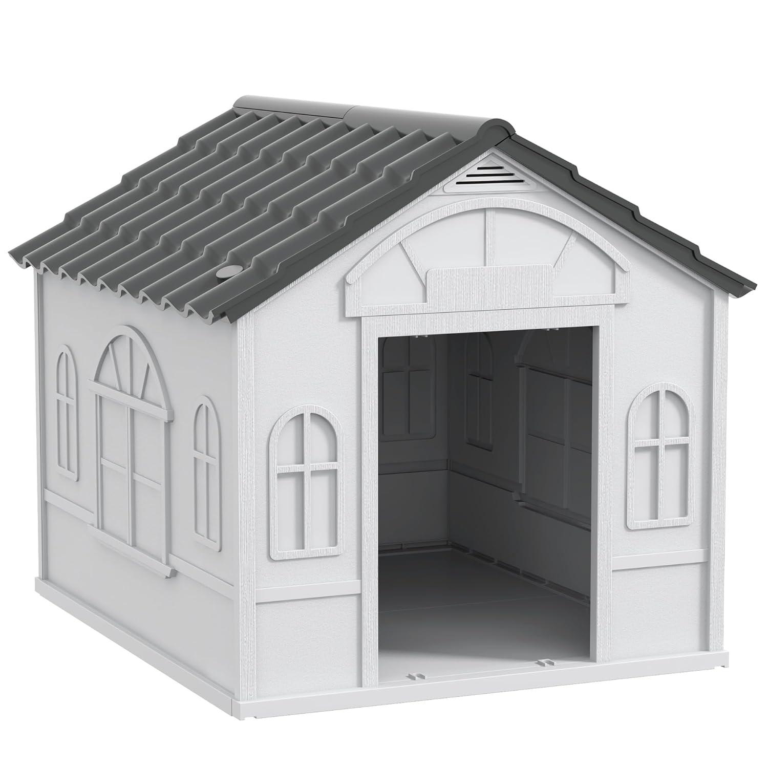 Plastic Dog House with Door Indoor Outdoor Waterproof Puppy Shelter