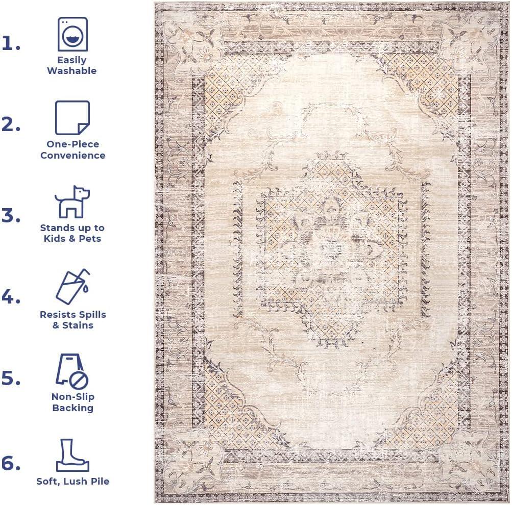 Nuloom Glenda Machine Washable Faded Medallion Indoor Area Rug