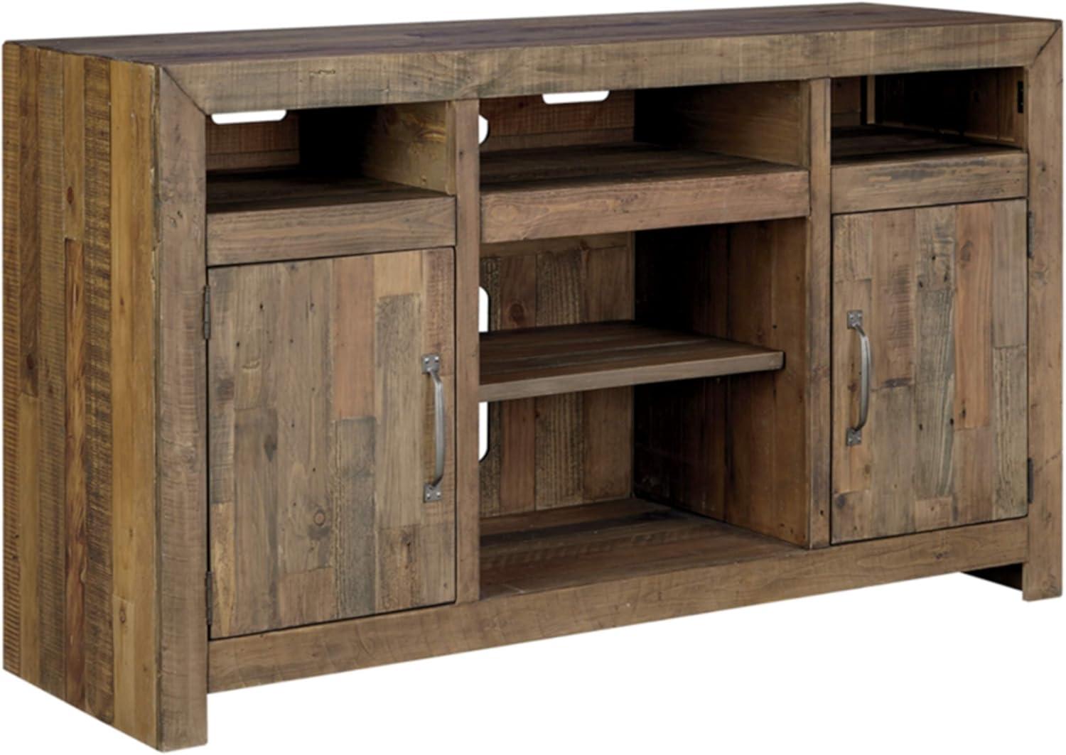 Rustic Sommerford 62" Brown TV Stand with Fireplace Option