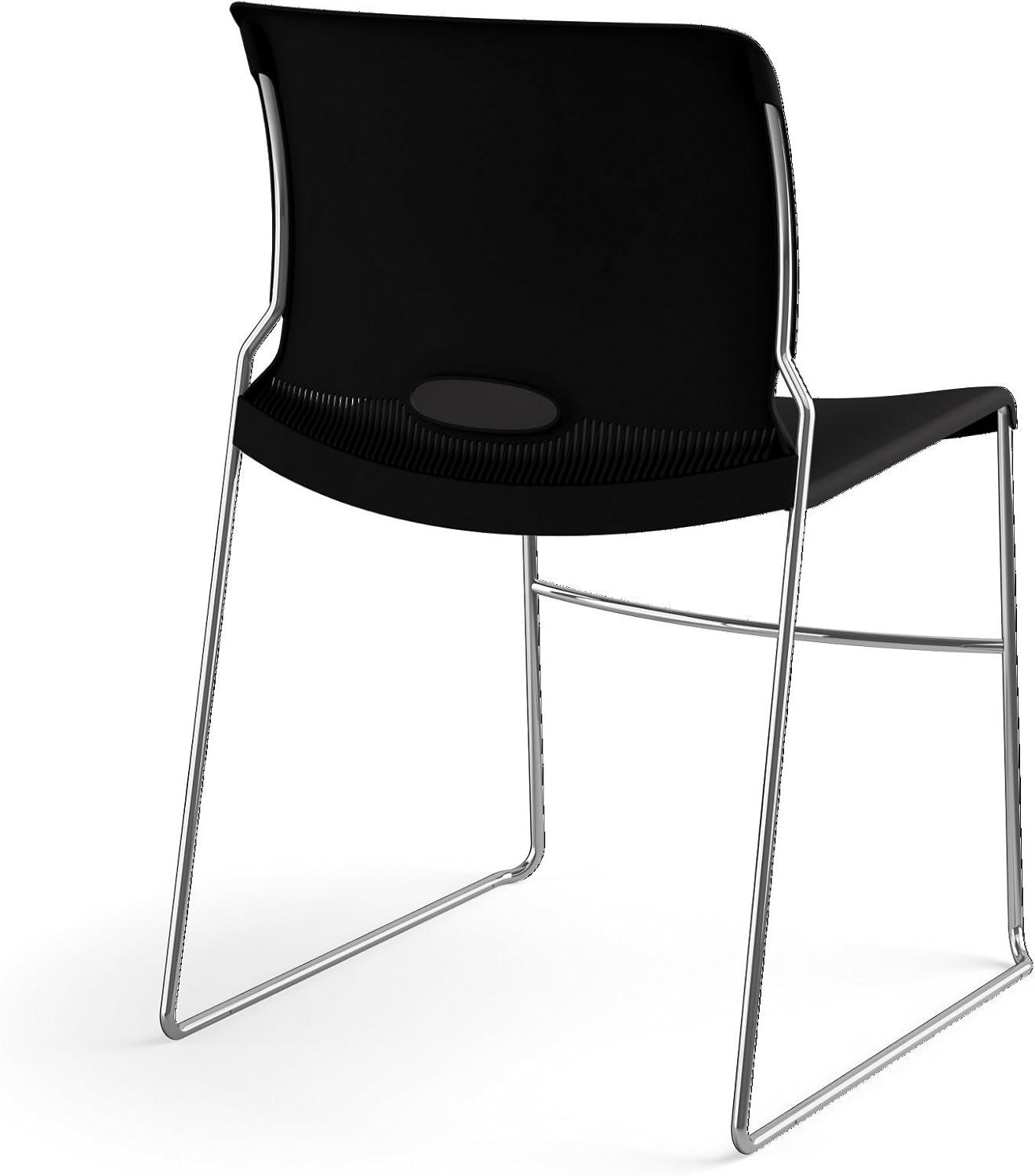 Onyx Armless Metal Stacking Chair with Lumbar Support