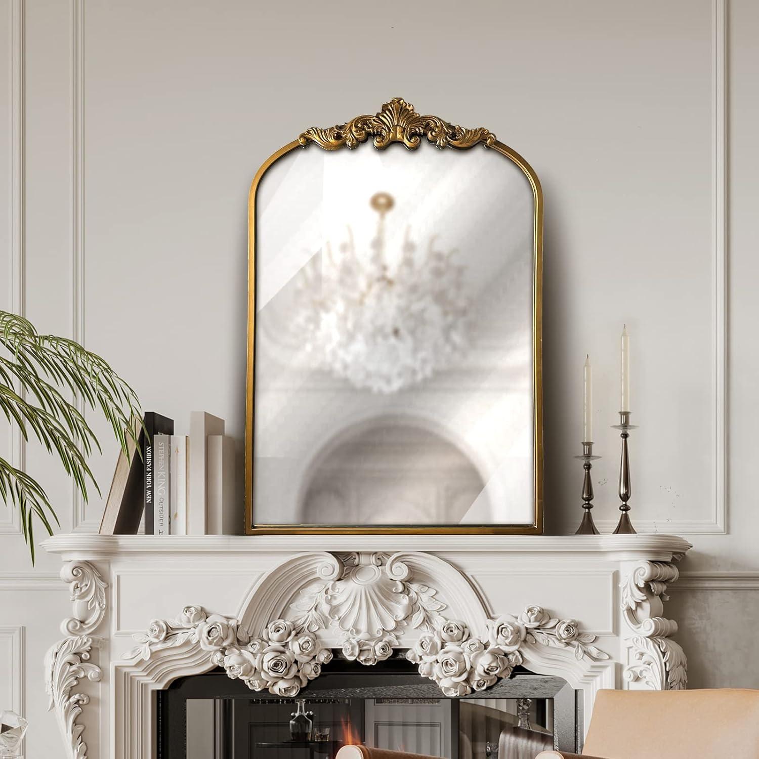 Gold Arched Baroque Ornate Wall Mirror 36" x 24"