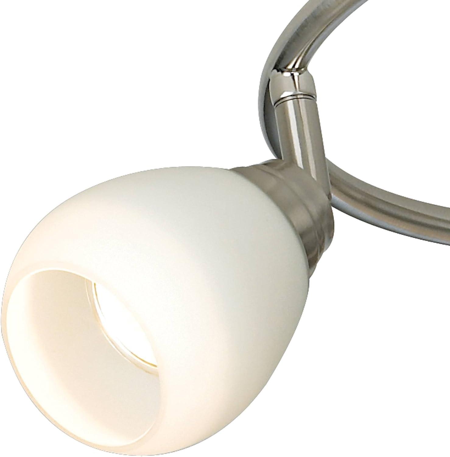 Pro Track Mini S-Wave 6-Head LED Ceiling Track Light Fixture Kit Spot Light GU10 Brushed Nickel Finish White Glass Mid Century Modern Kitchen 38" Wide