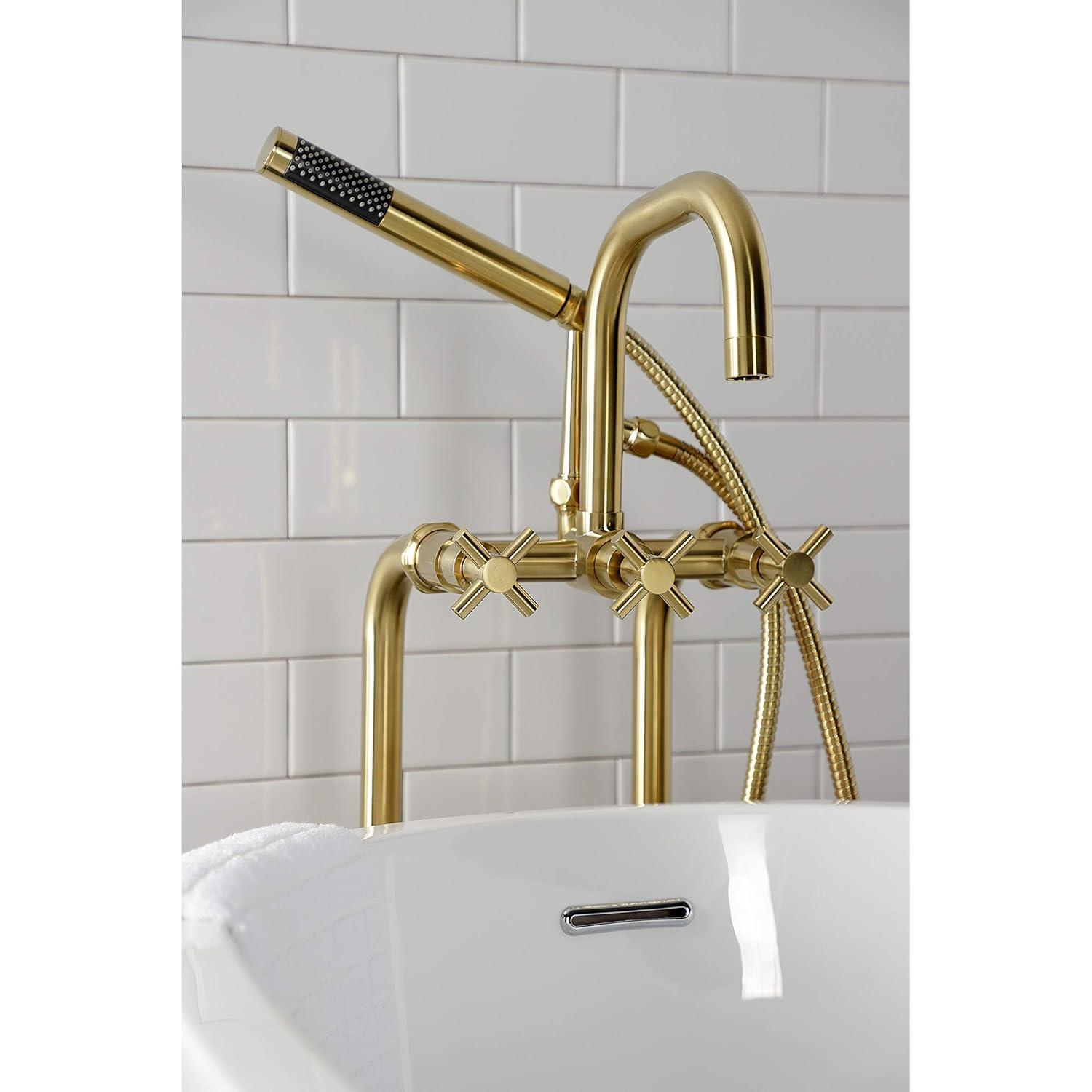 Kingston Brass Concord Freestanding Tub Faucet with Supply Line and Stop Valve