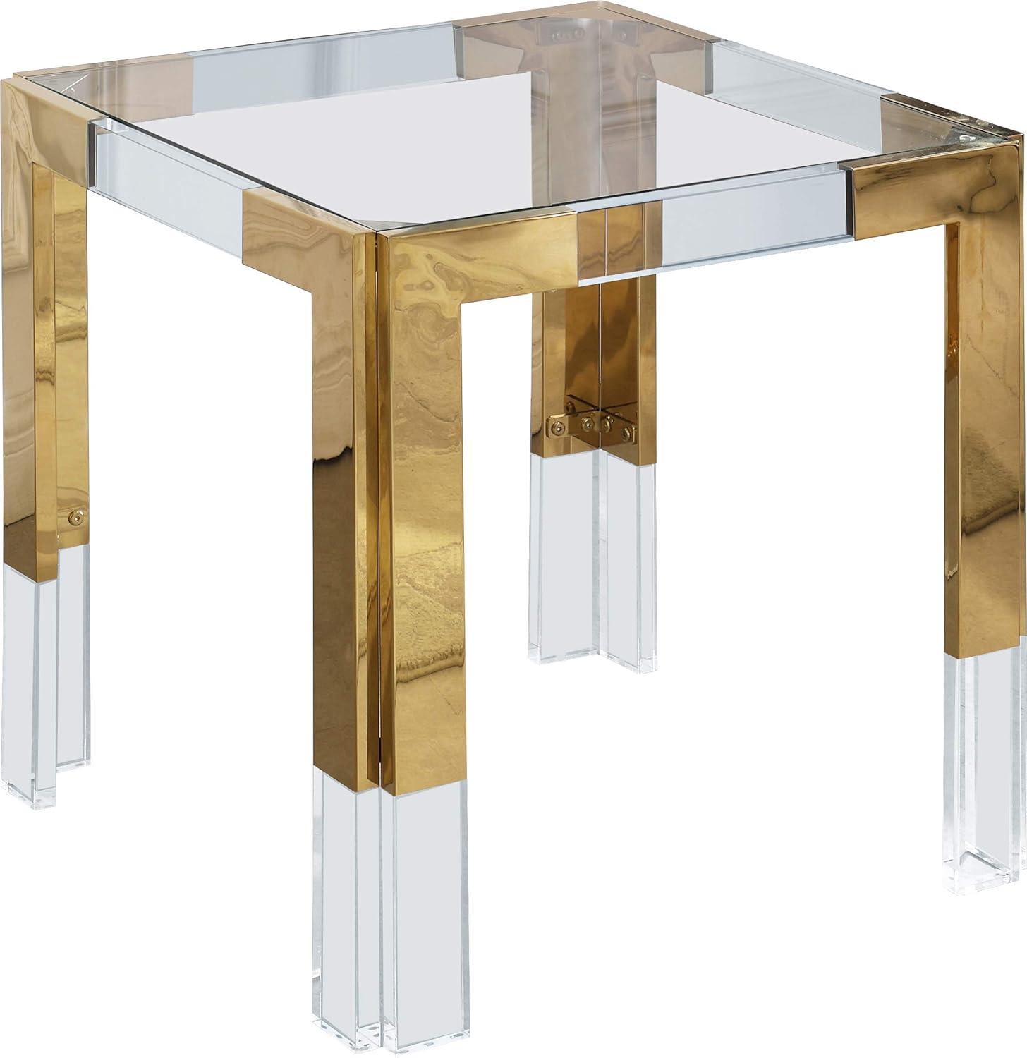 Meridian Furniture Casper Stainless Steel Squared Glass Top End Table in Chrome