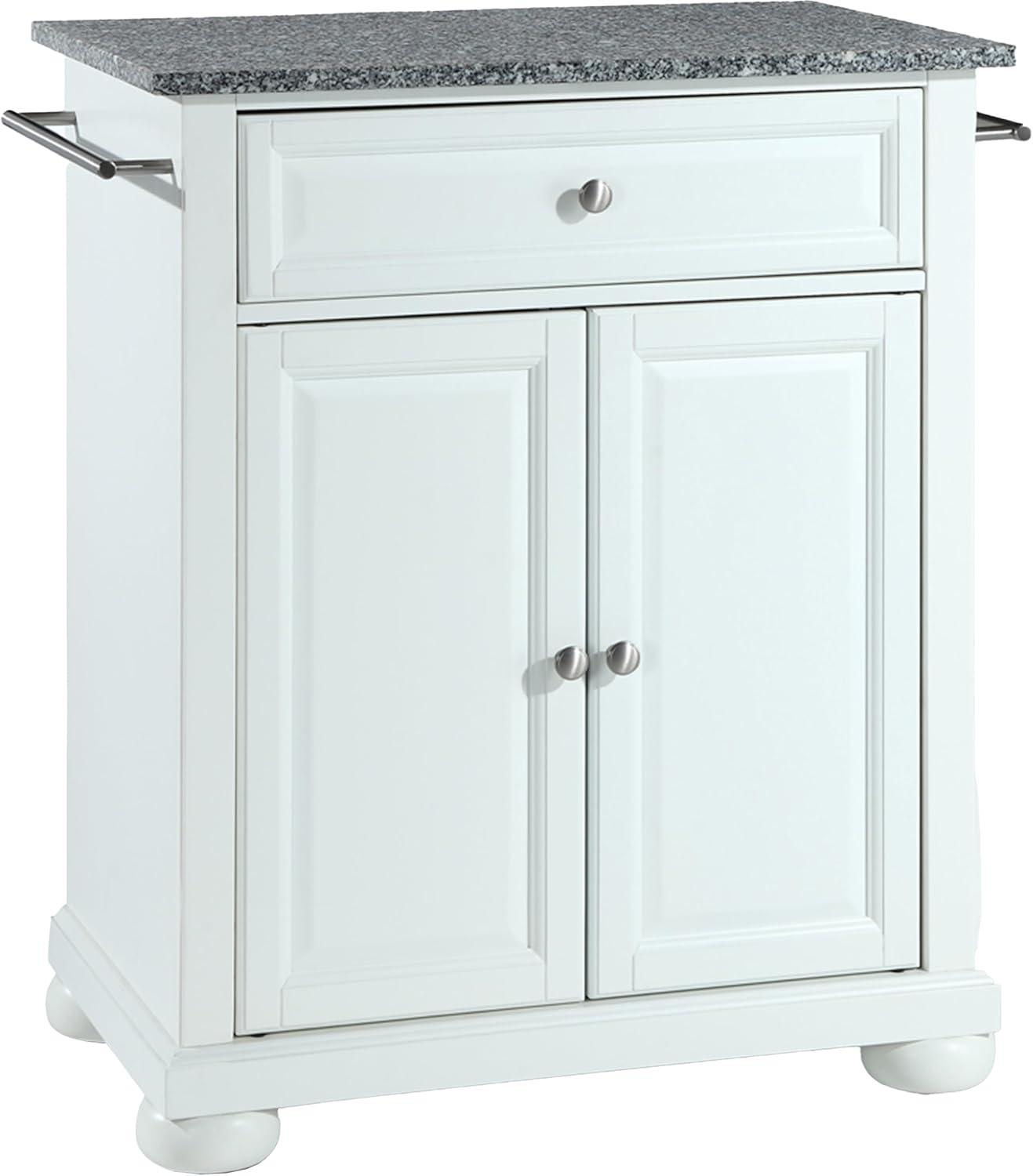 Alexandria Granite Top Portable Kitchen Island/Cart White/Gray - Crosley: Rolling Storage, Towel Bars, Adjustable Shelf