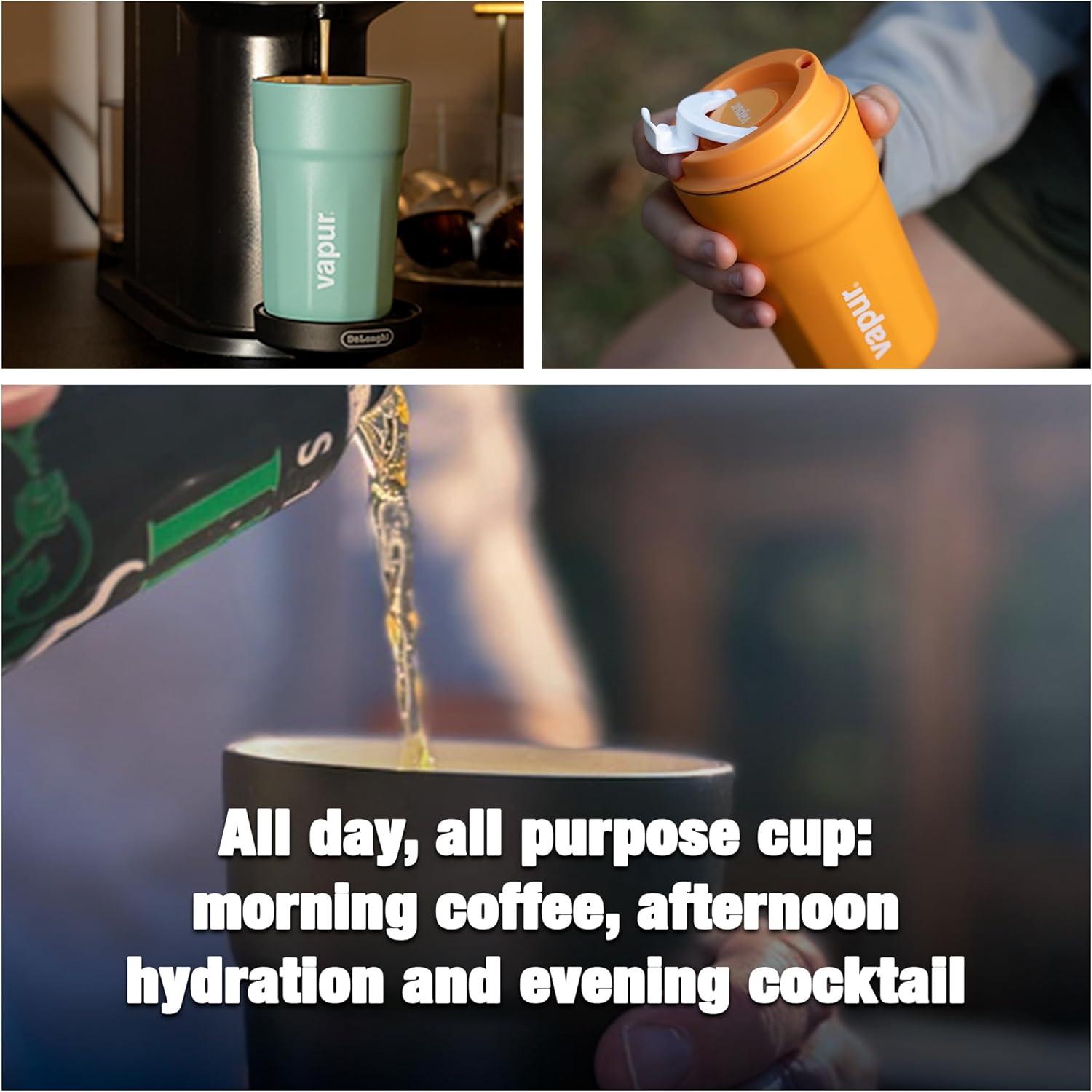 Vapur Stainless Steel Double Wall Insulated Travel Mug 12 oz. Apricot (10315)