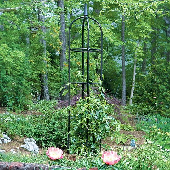 Arlmont & Co. Classic Garden Obelisk, Black, 96", By Harbor Garden (Set of 2)