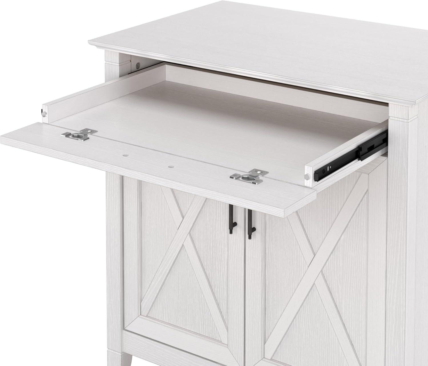 Bush Furniture Key West Secretary Desk with Storage, Pure White Oak