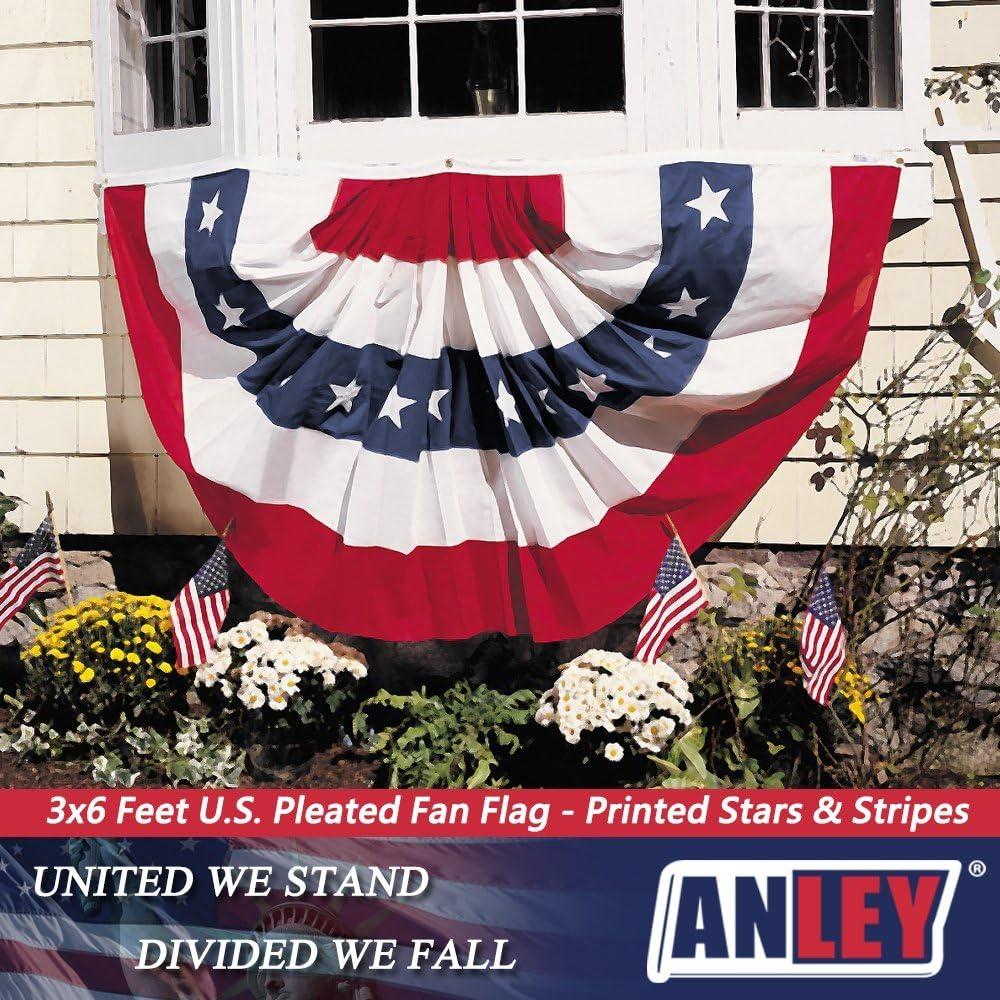 Anley USA Pleated Fan Flag, 3x6 Ft American US Bunting Flags - United States 3 x 6 Feet Half Fan Banner (1 Pack)