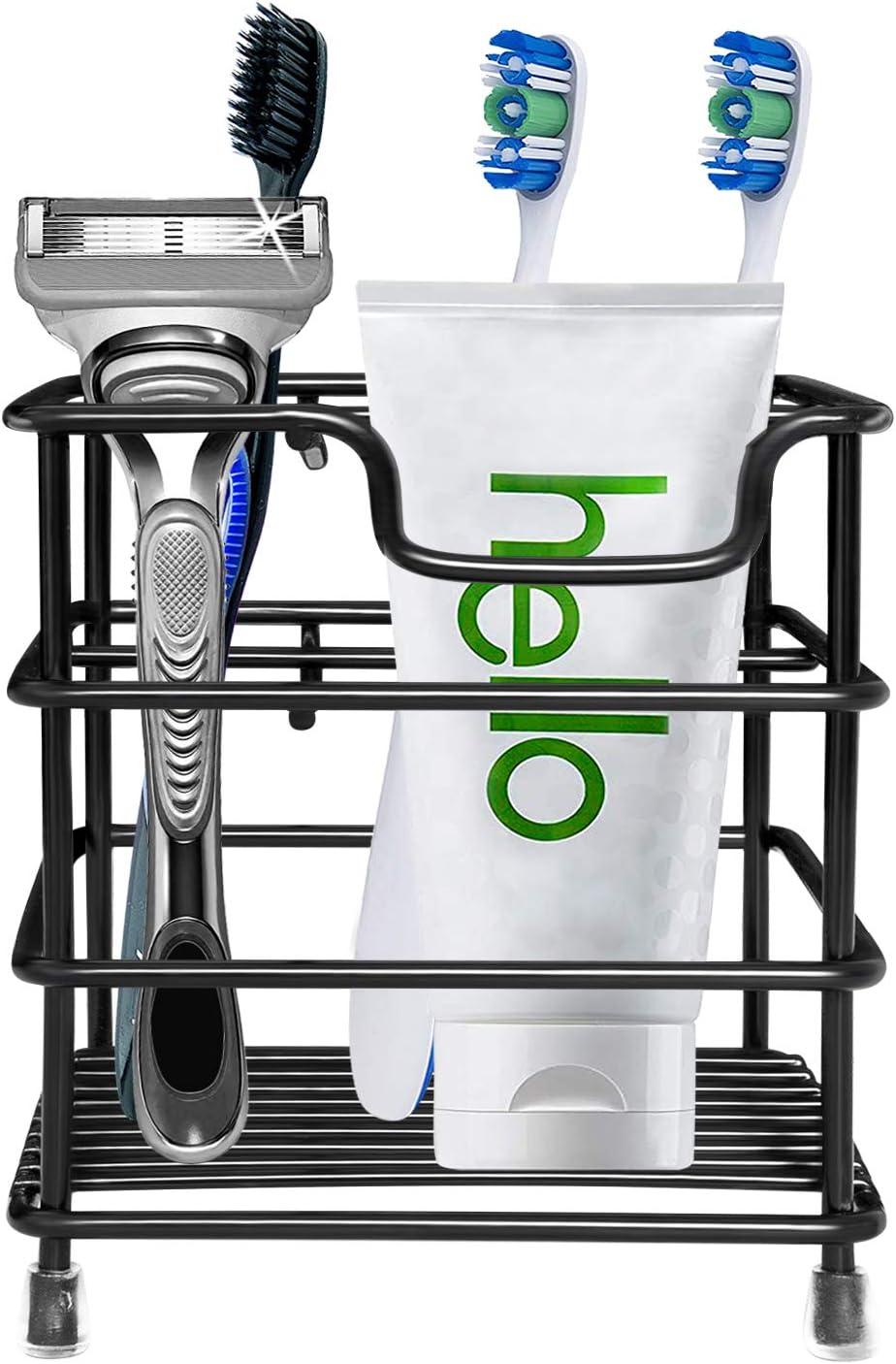 HYRIXDIRECT Toothbrush Holders for Bathrooms Stainless Steel Rustproof Toothbrush and Toothpaste Holder Organizer Tooth Brush Storage Stand