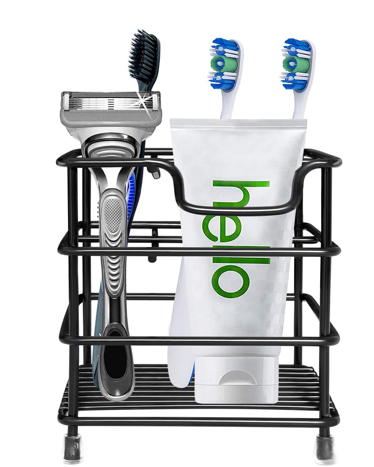 HYRIXDIRECT Toothbrush Holders for Bathrooms Stainless Steel Rustproof Toothbrush and Toothpaste Holder Organizer Tooth Brush Storage Stand