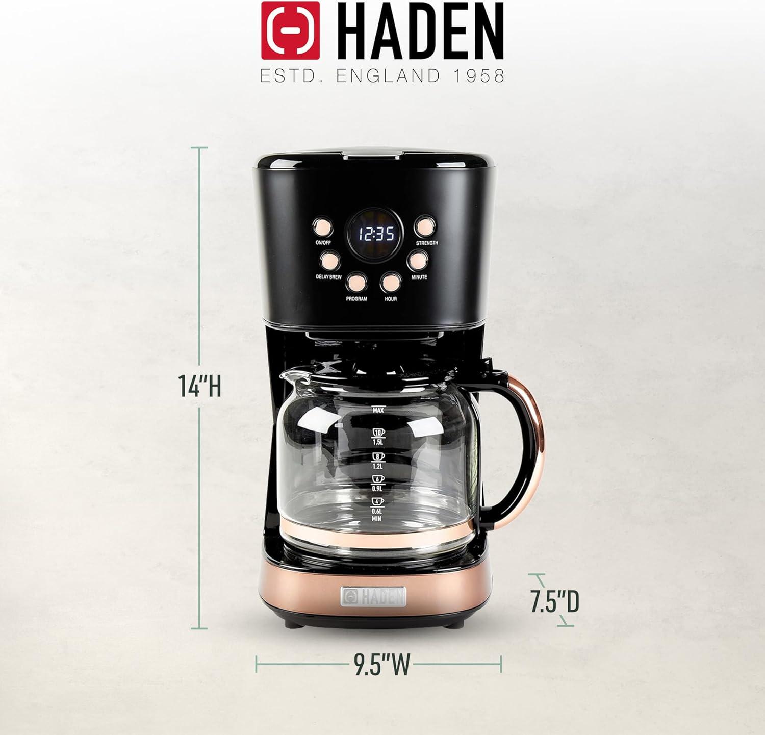 HADEN Black and Copper Programmable Drip Coffee Maker