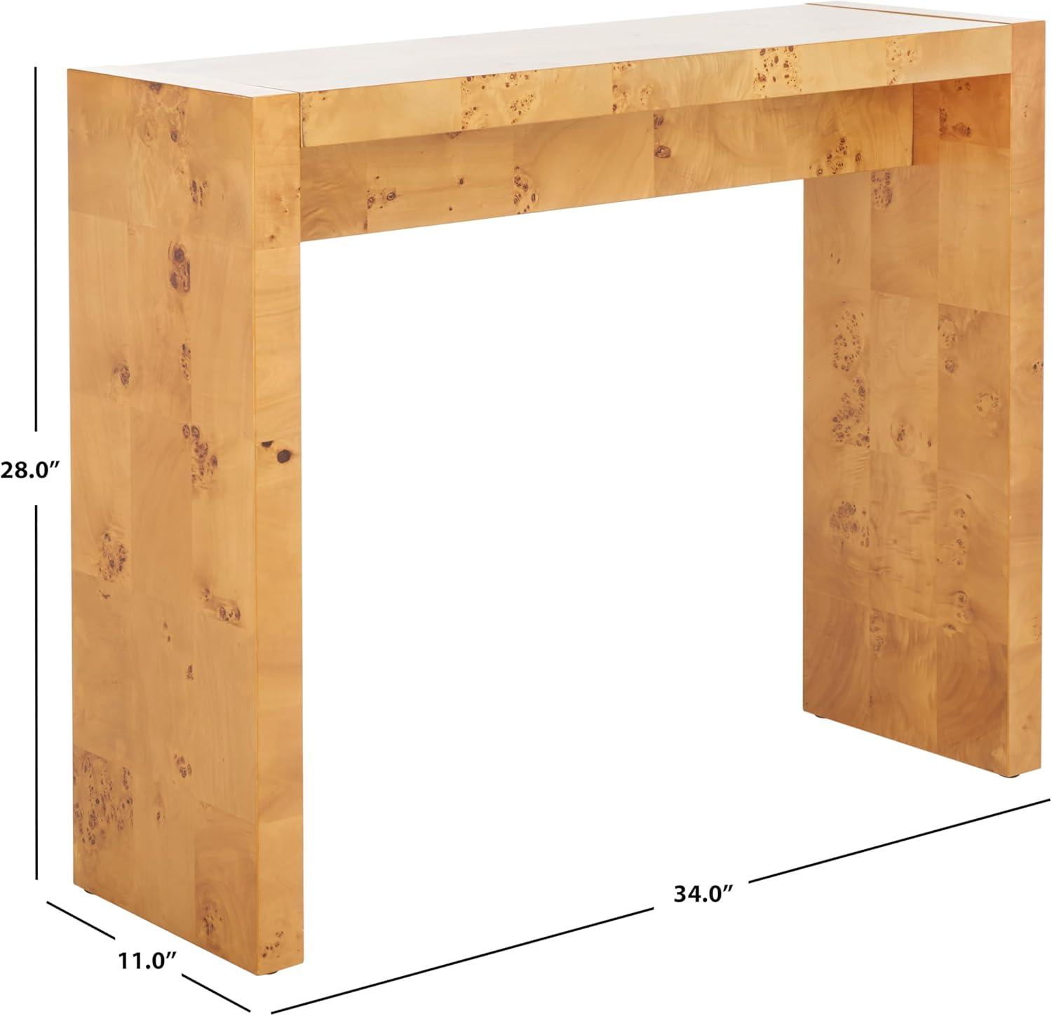 SAFAVIEH Cella Mission Natural Wood Rectangle Console Table (34 in. W x 11 in. D x 28 in. H)