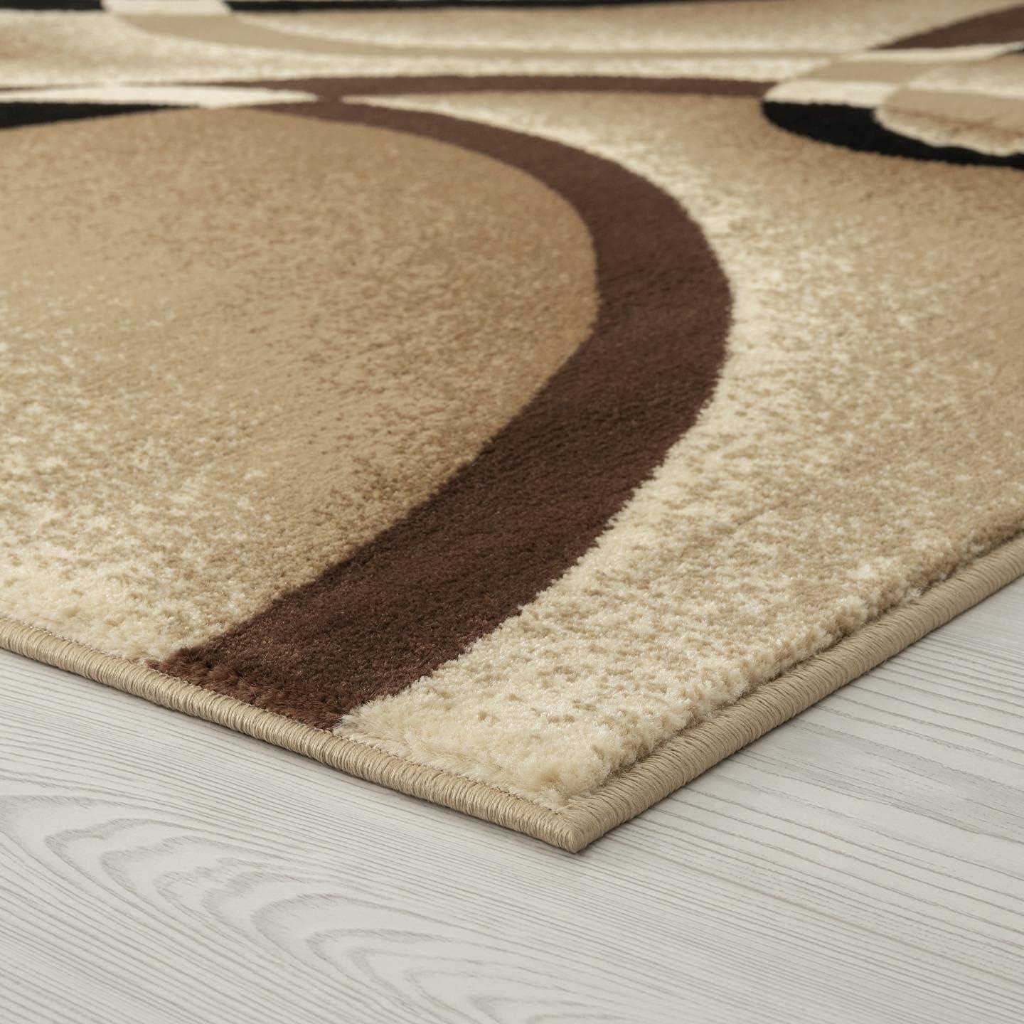 Fidel Abstract Machine Made Power Loom Polypropylene Indoor Area Rug in Beige