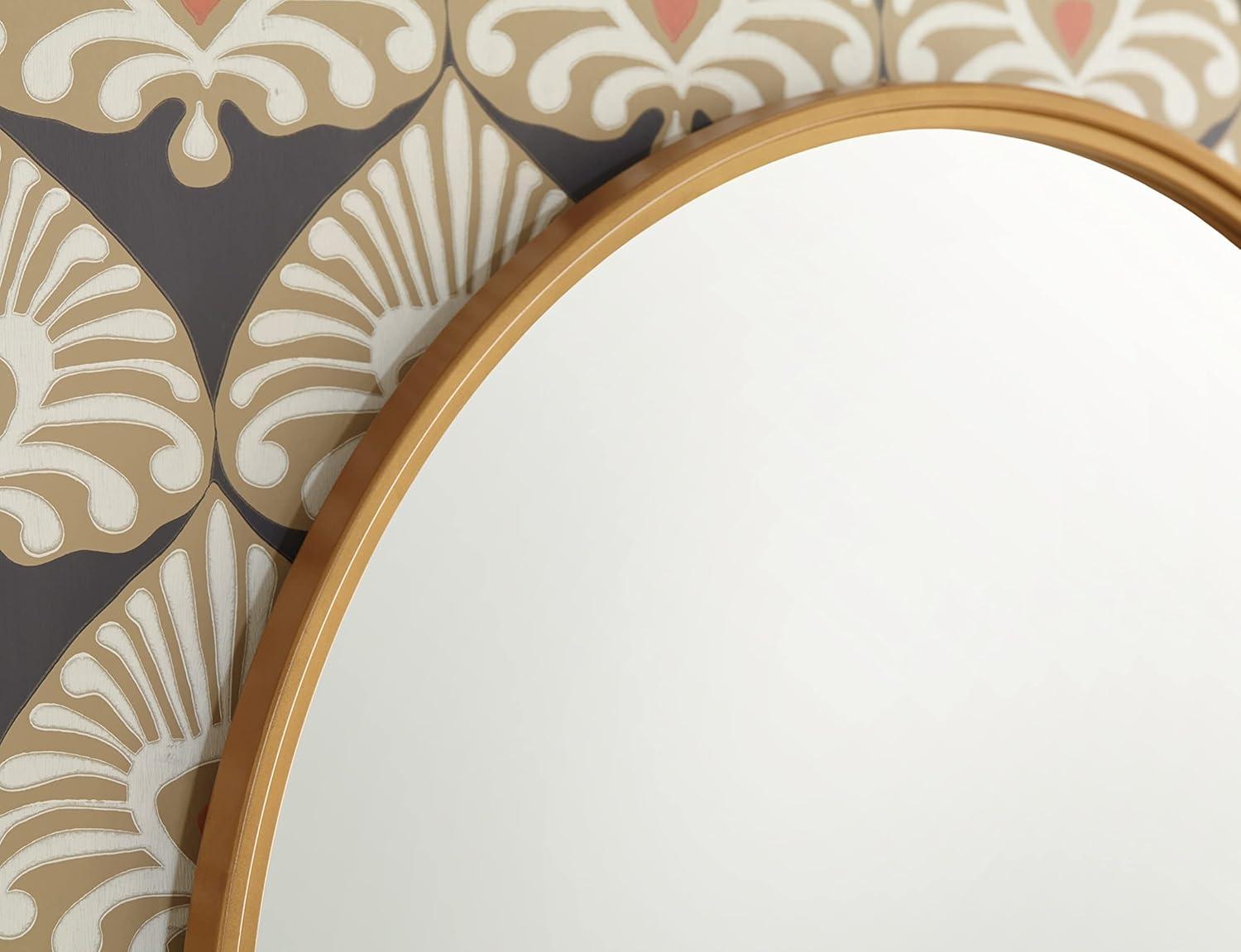 Gold Round Metal Frame Accent Mirror, 32 Inch