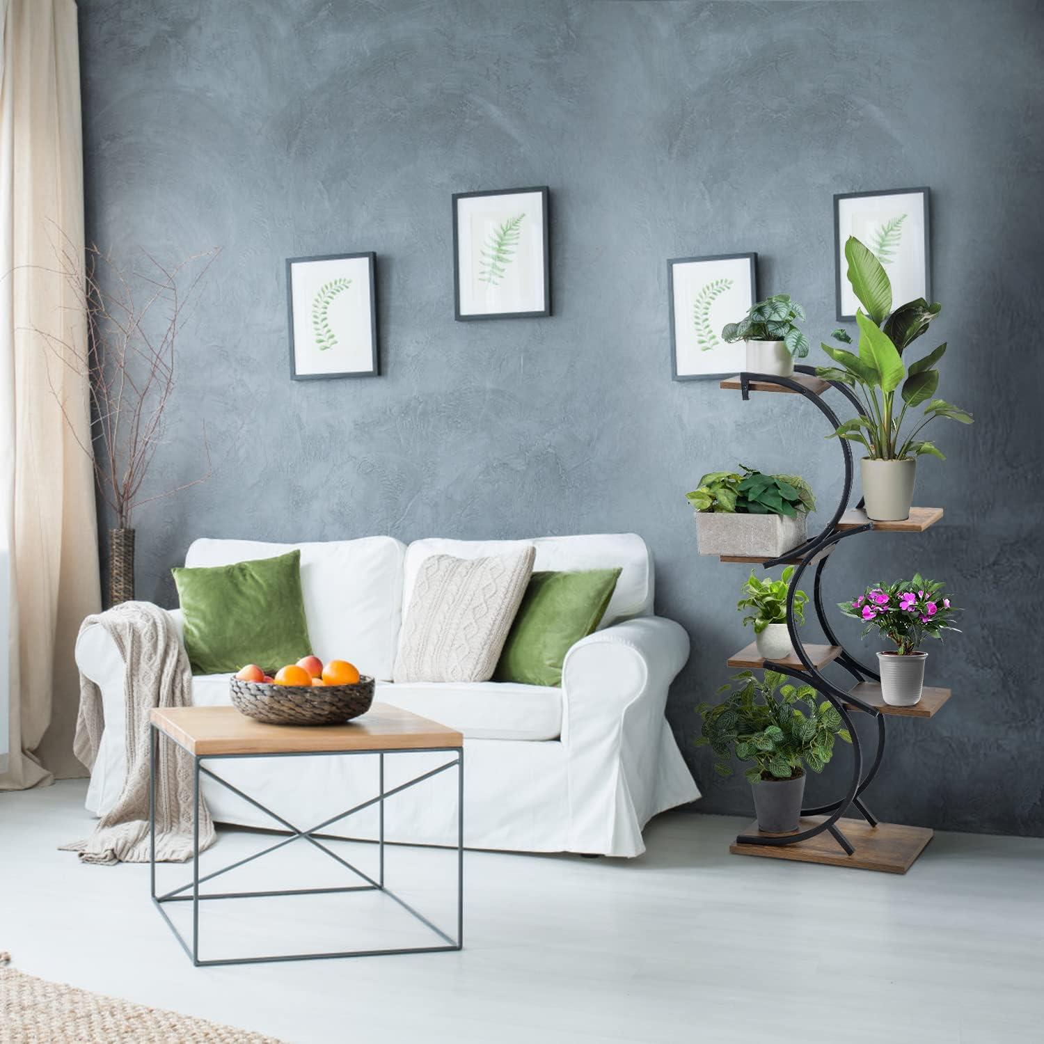 CHPHI Plant Stand Indoor 6-Tier wrought iron Plant Stand Green Indoor Tiered Use Office Home Decor, Flower Pot Holder Shelf for Living Room, Patio, Balcony