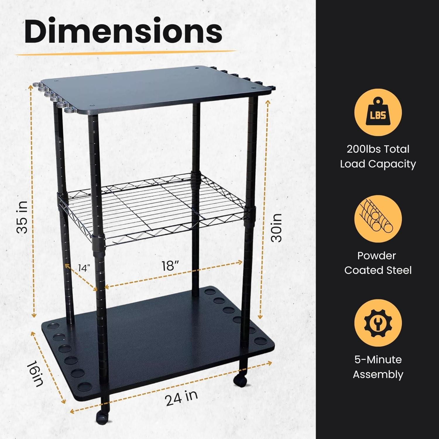 Rush Creek Creations 12 Fishing Rod Tackle Cart, Fishing Storage Rack