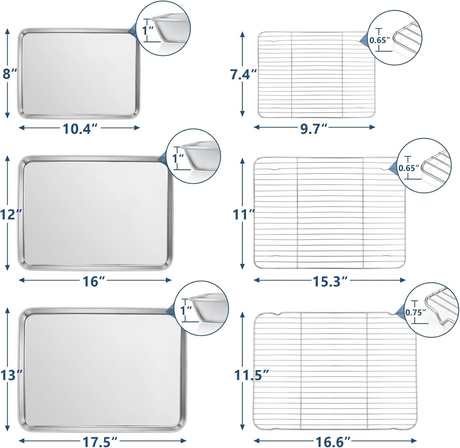 Stainless Steel Baking Sheet and Rack Set, 3 Sizes