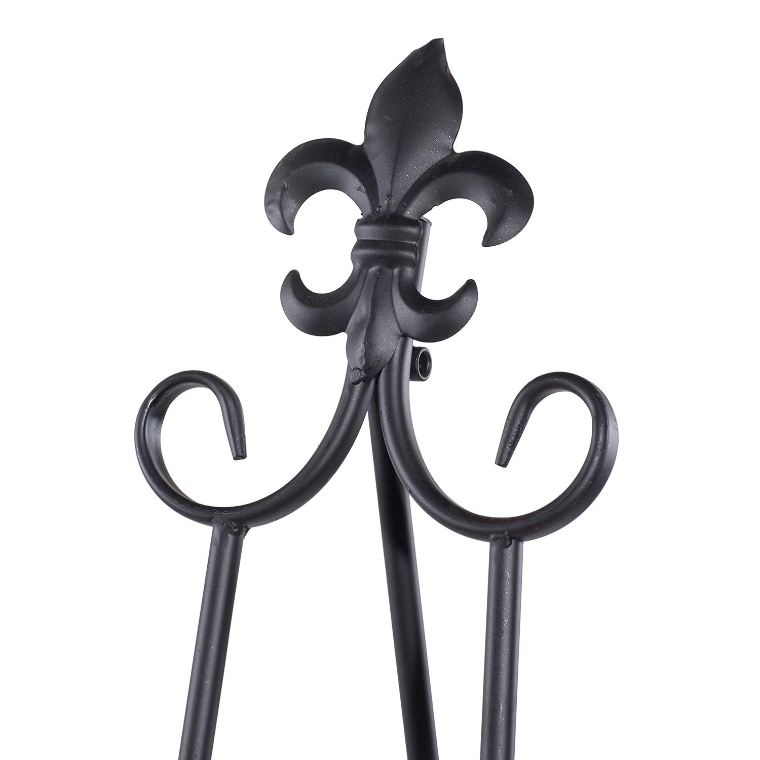 Black Iron Adjustable Floor Easel with Scroll Accents