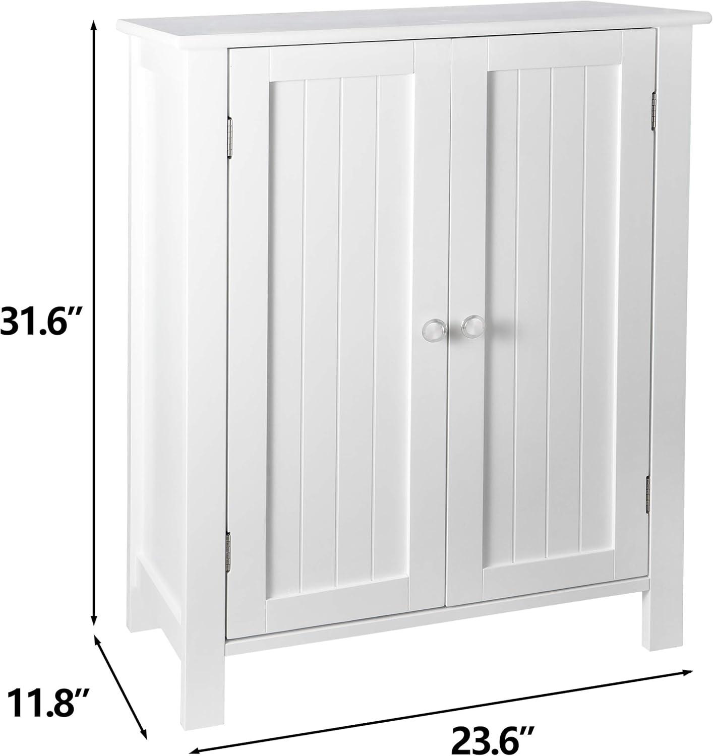 White MDF Bathroom Floor Cabinet with Adjustable Shelves