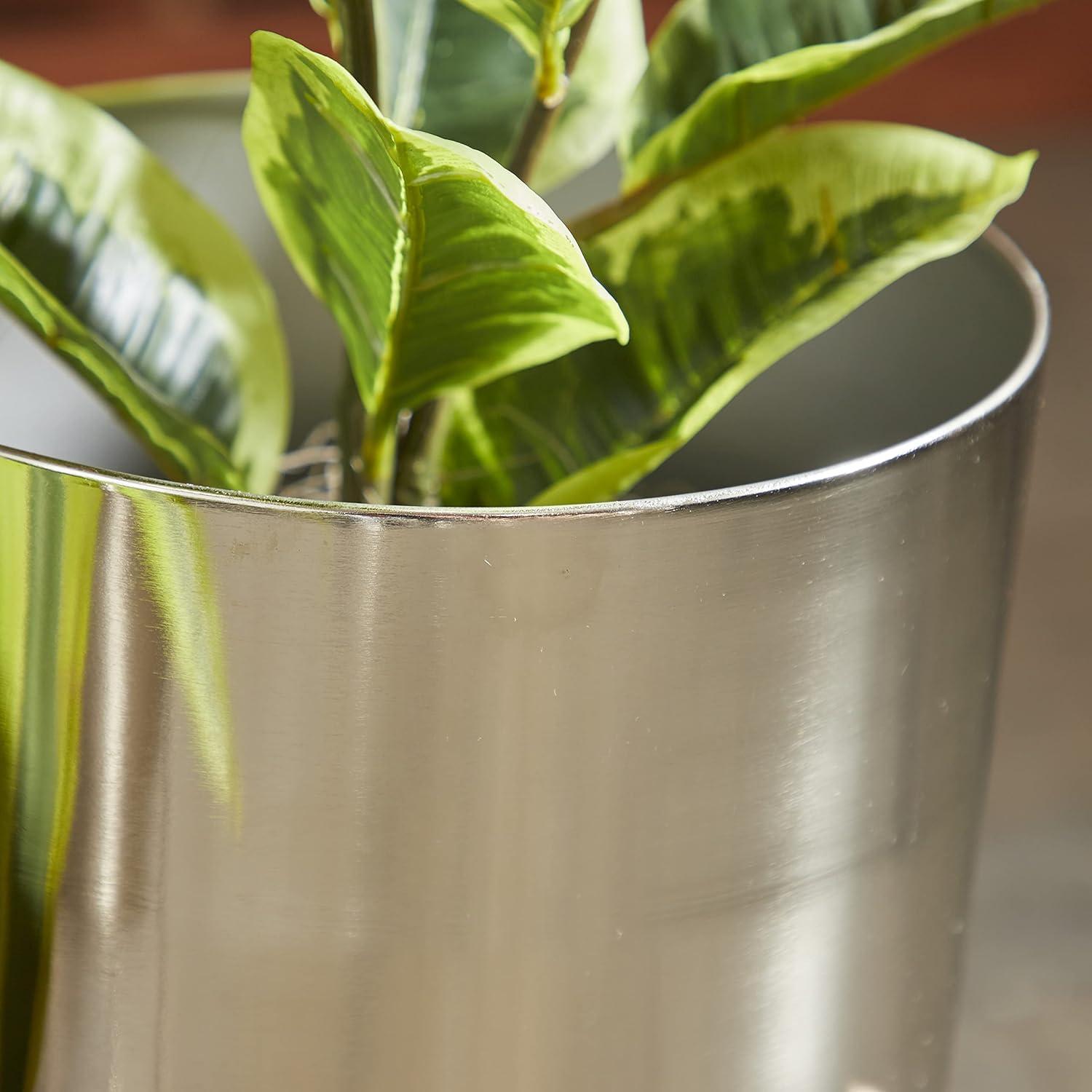 Set of 3 Contemporary Metal Planters in Stands - Olivia & May