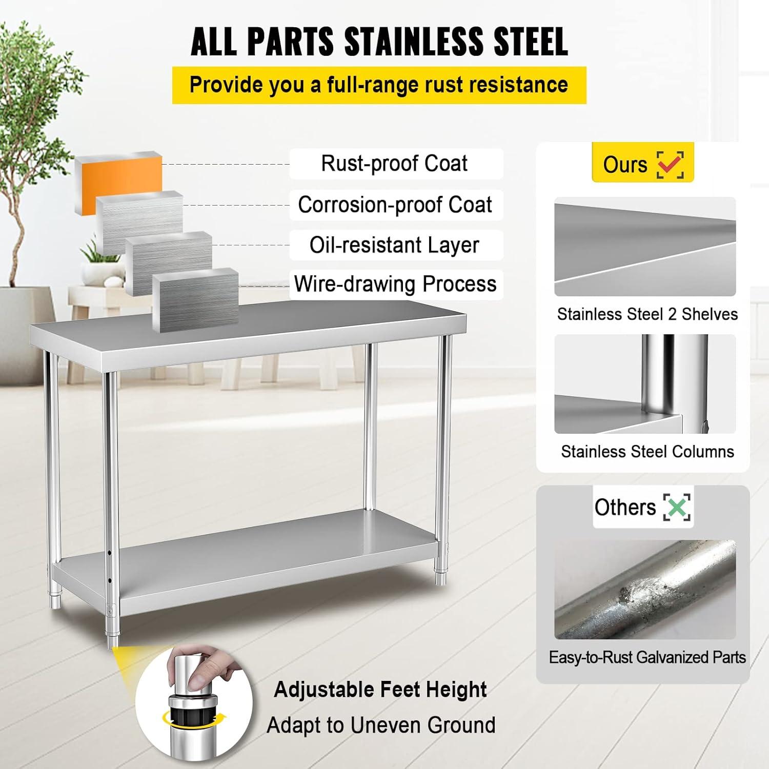Prep & Savour Demnan Metal Top Workbench