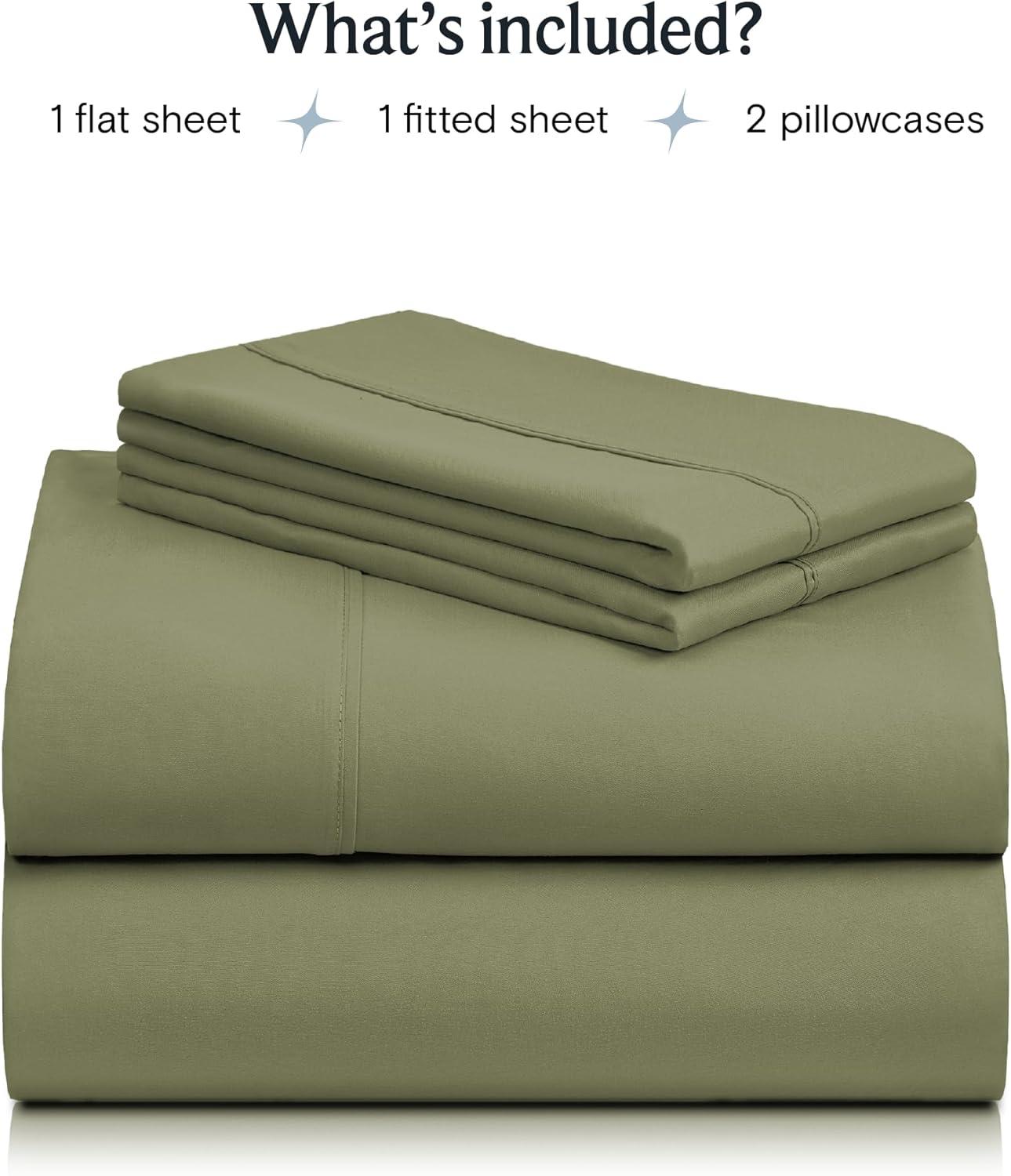 LuxClub 4 PC Olive Twin XL Silky Soft Cooling Deep Pocket Performance Sheet Set