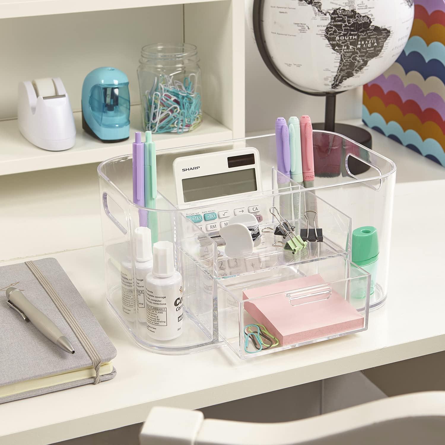 Clear Plastic Makeup Organizer with Drawer and Compartments