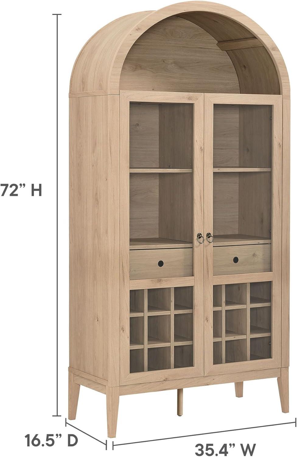 Modway Nolan Arched Bar Cabinet in Light Oak
