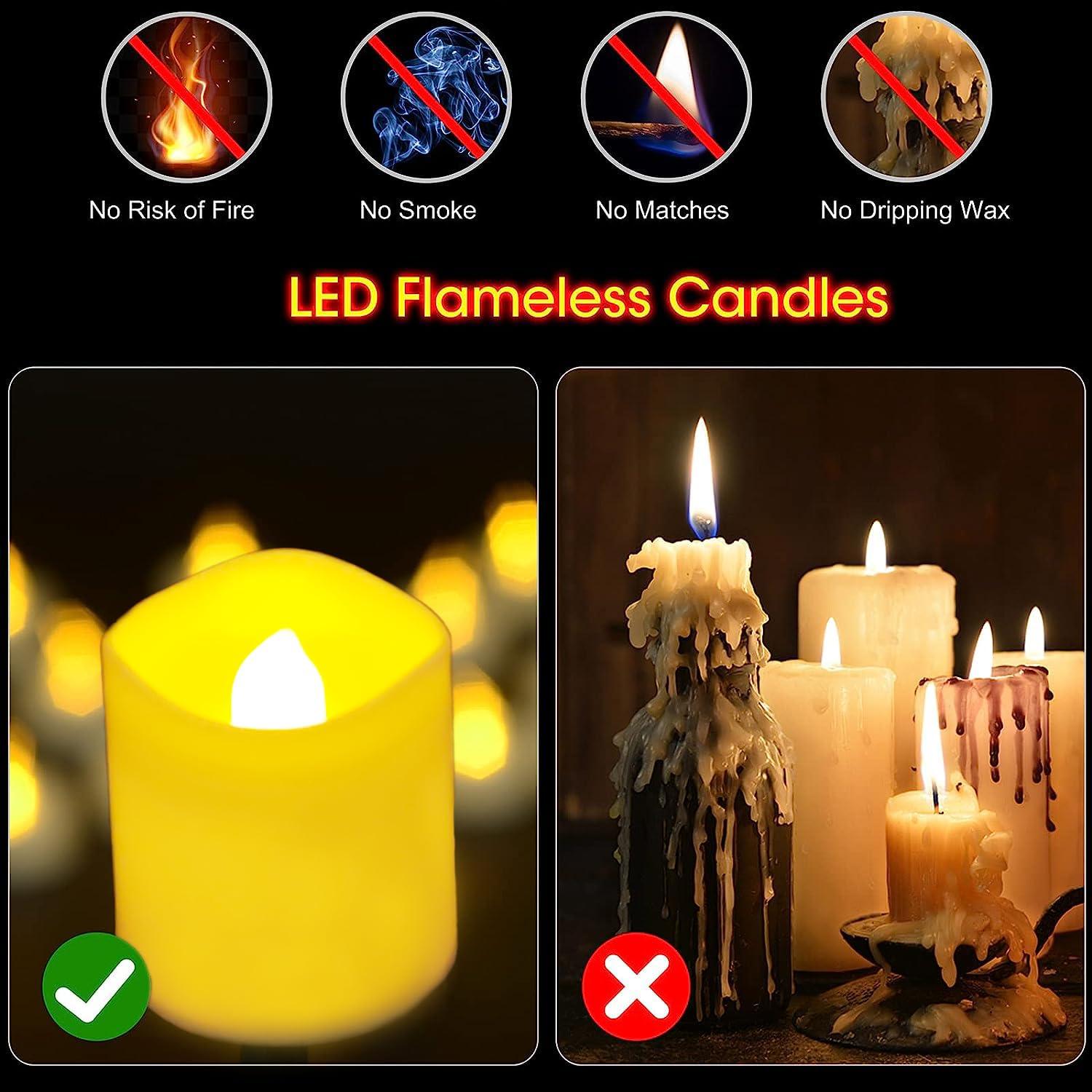12 Pcs Flameless LED Tea Light Candles Warm Yellow Flickering Bright Tealights Electric