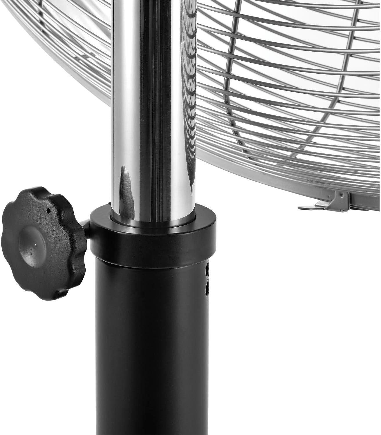 Industrial Black and Silver 30" Oscillating Pedestal Fan with Adjustable Height