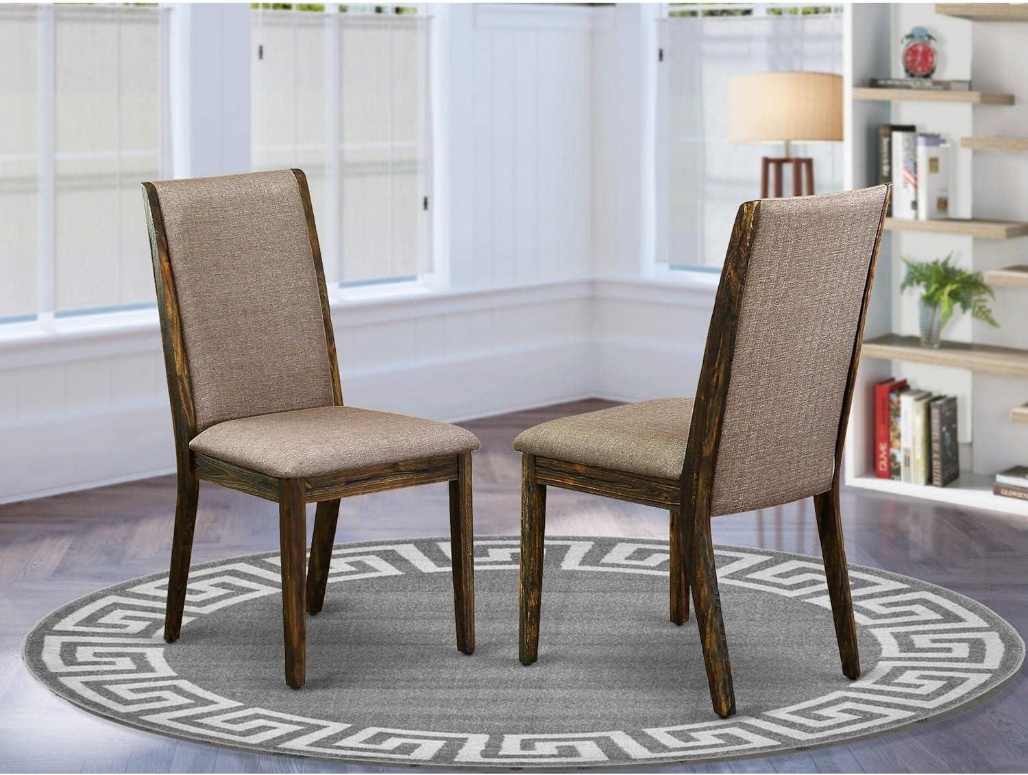 Espresso Wood High Back Linen Upholstered Parsons Side Chair Set