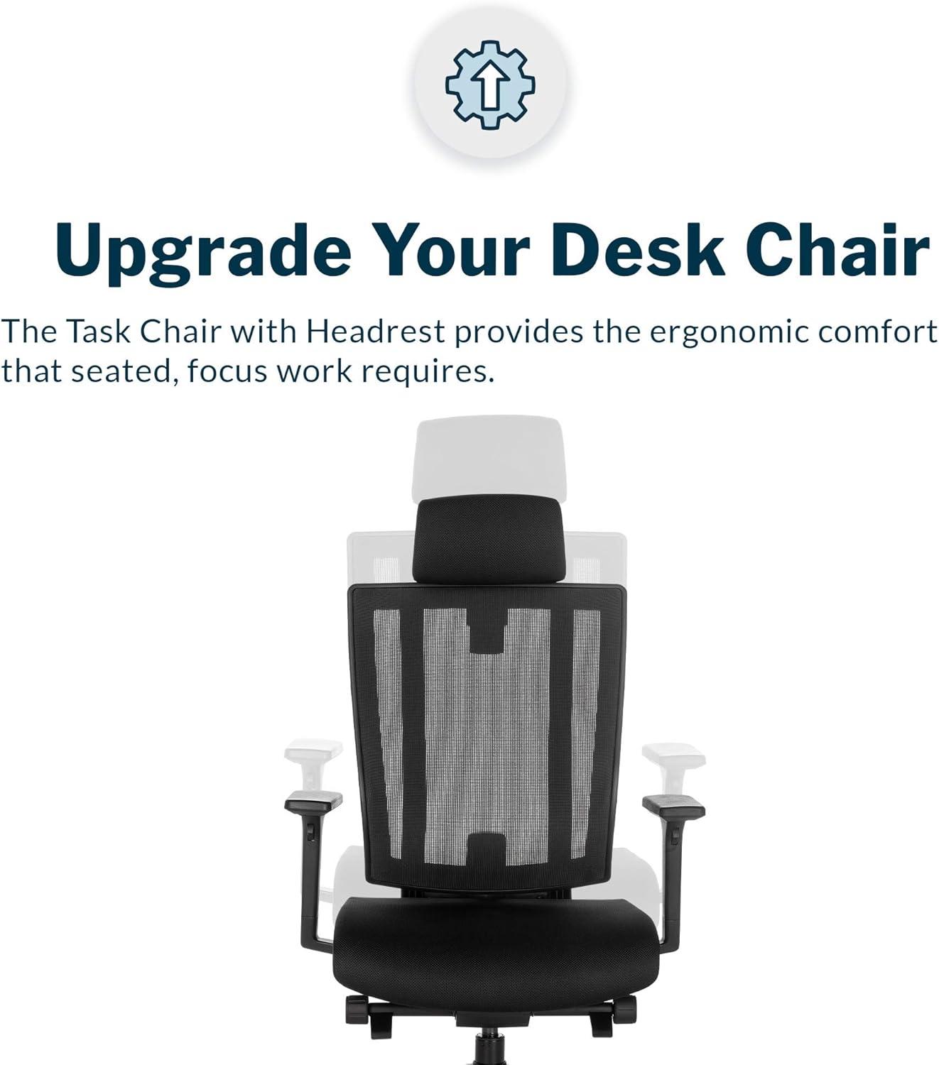 Vari Task Chair- Varidesk Comfortable Ergonomic Office Chair with Mesh, Armrests and Rolling Casters - Easy Assembly, 300lb Capacity - Lumbar and Back Support - Home Office Chair- Black