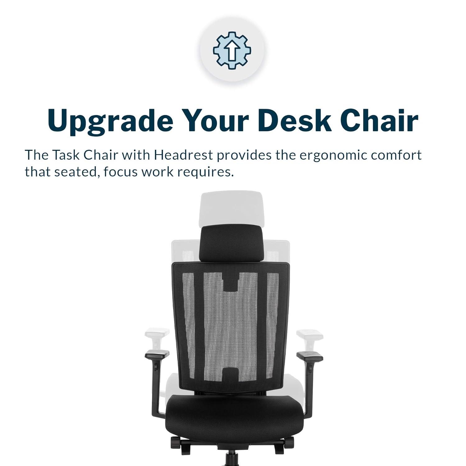 Vari Task Chair- Varidesk Comfortable Ergonomic Office Chair with Mesh, Armrests and Rolling Casters - Easy Assembly, 300lb Capacity - Lumbar and Back Support - Home Office Chair- Black