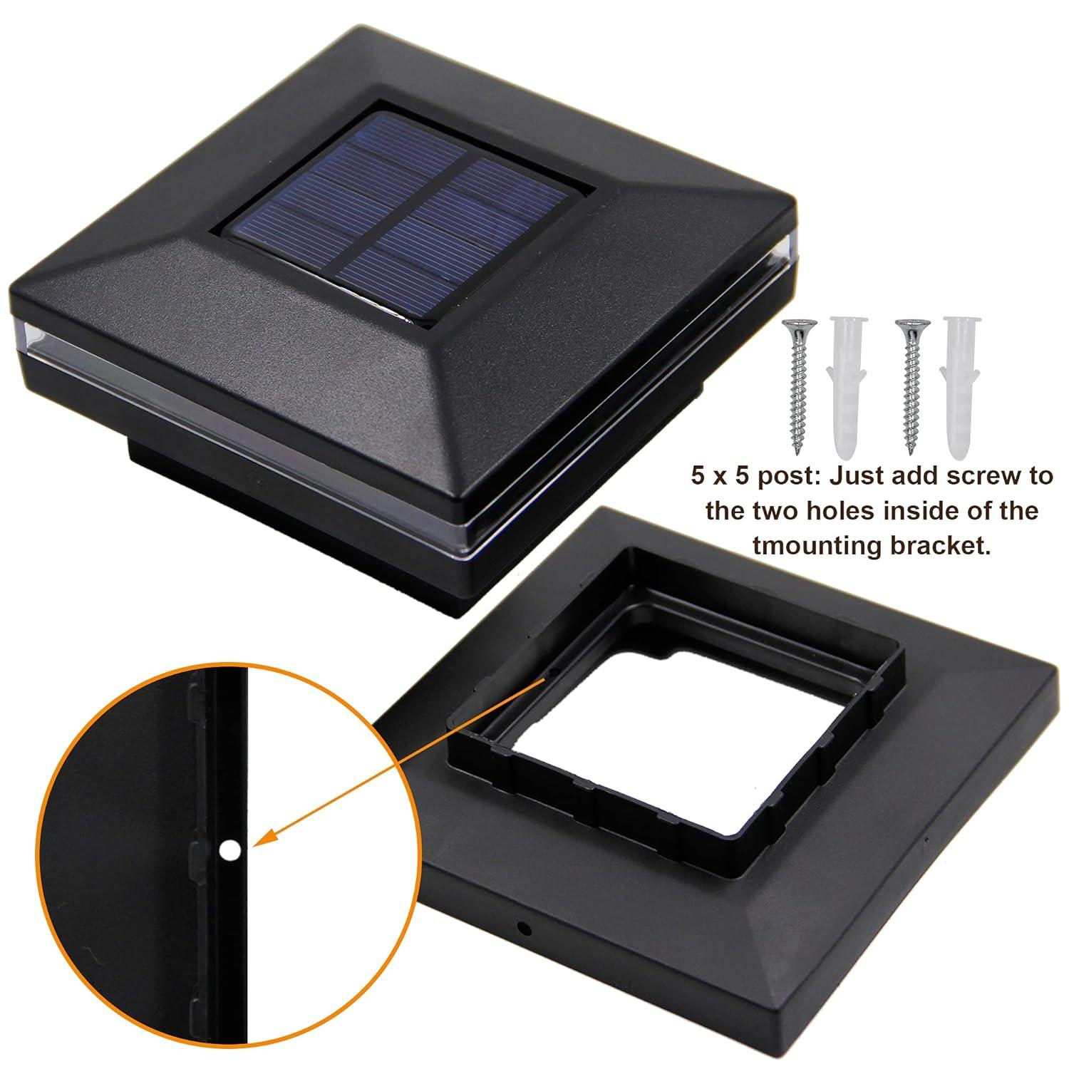 Dynaming 6 Pack Solar Post Cap Lights, Outdoor Decorative Post Solar Lights White Shell Caps Fit 4x4 5x5 6x6 Vinyl/Wooden Posts, Brightness Warm White LED Lighting for Garden Fence Deck Patio