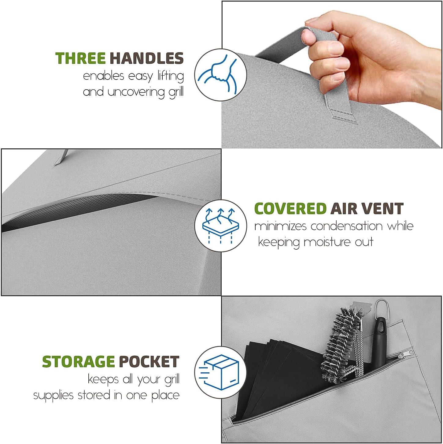 Nestl BBQ Grill Cover Set, Heavy Duty Waterproof Gas Grill Covers Plus Accessories - 72 Inch, Gray