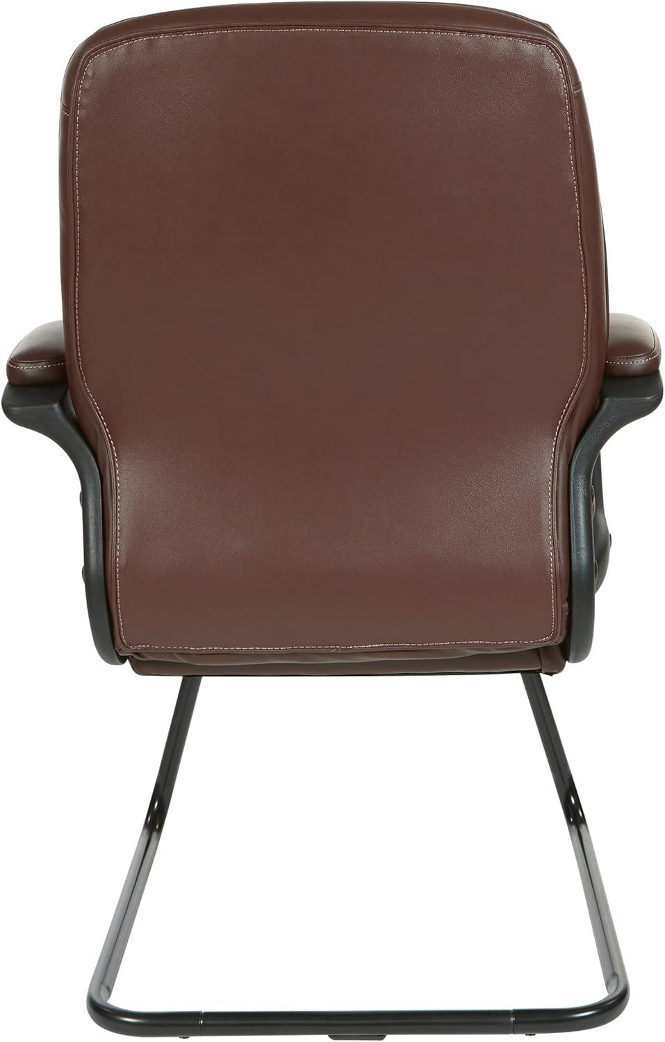 Executive Chocolate Faux Leather Visitor Chair with Contrast Stitching