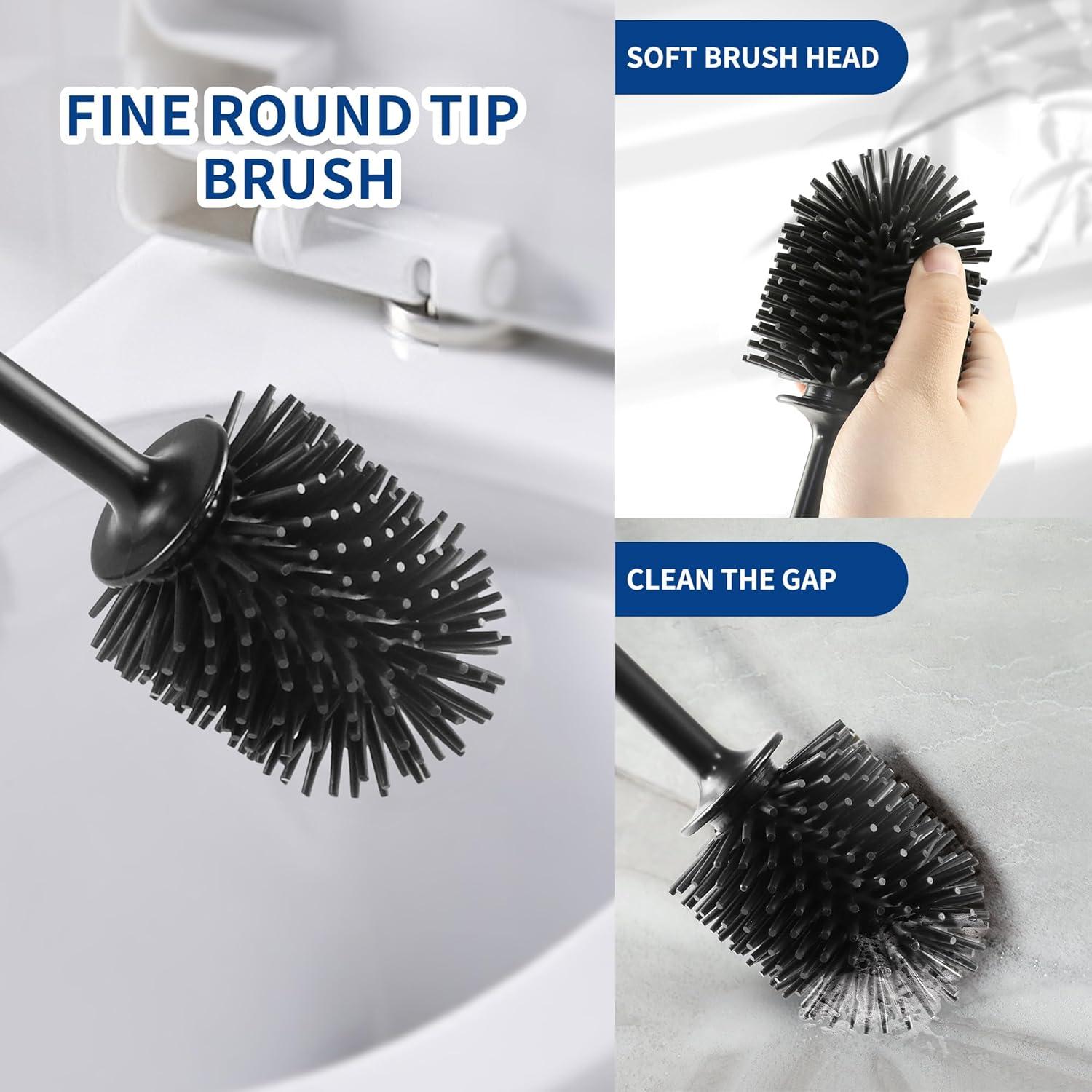 Toilet Plunger and Bowl Brush Combo for Bathroom Cleaning, Black, 1 Set