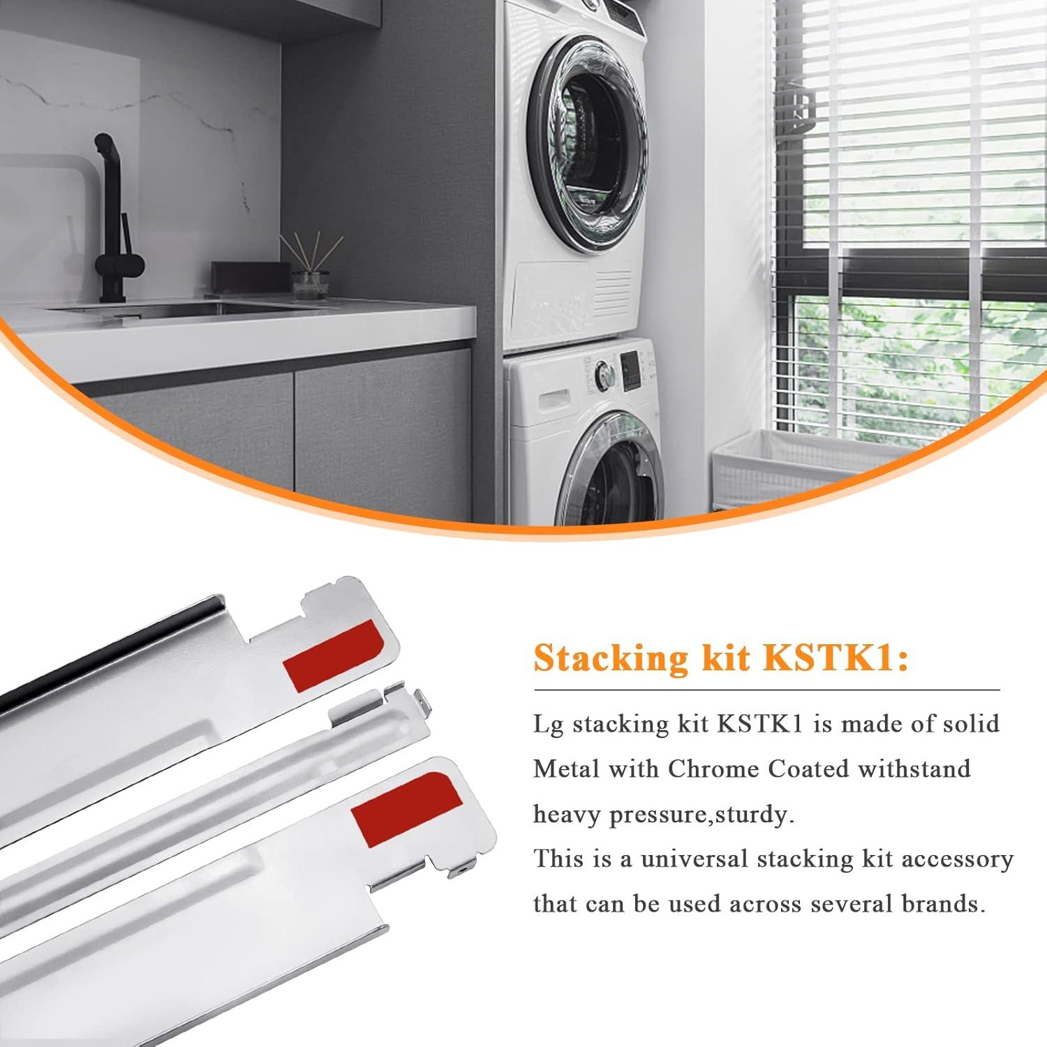 KSTK1 27-inch Laundry Stacking Kit Replacement for LG Washer Dryer Stacking Kit KSTK1 by Blutoget - Solid Metal with Chrome Coated - WSTK1 KSTK1 Lg Stacking Kit 27