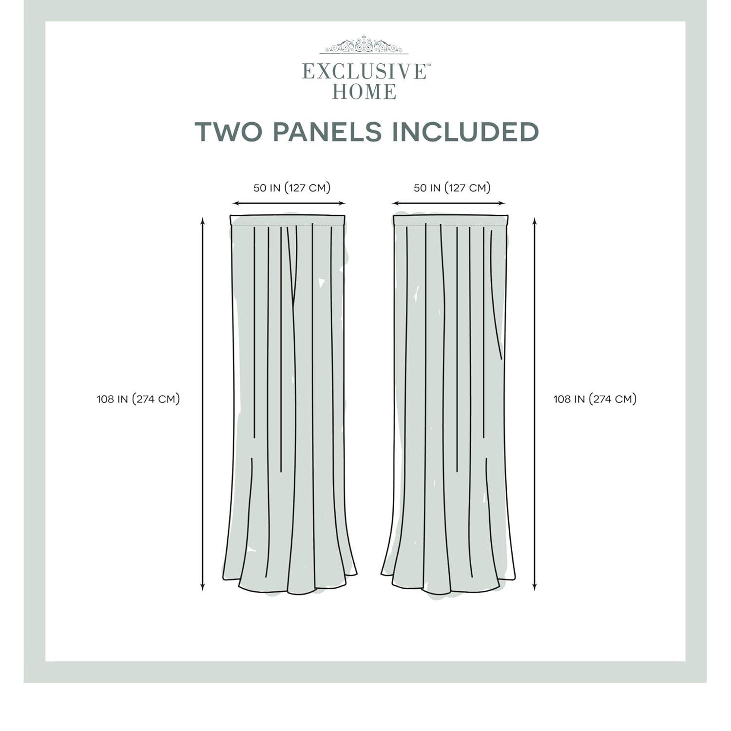 Exclusive Home Darma Sheer Linen Rod Pocket Curtain Panel Pair, 50"x108", Black Pearl