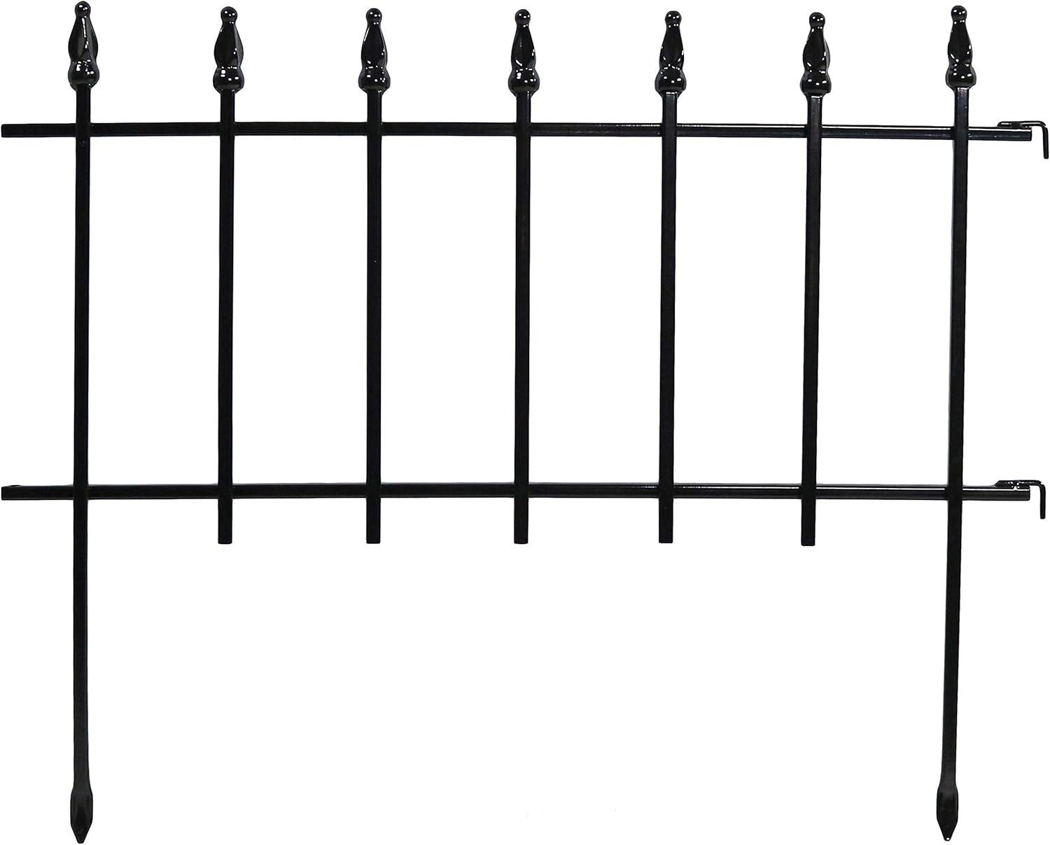 Sunnydaze Outdoor Lawn and Garden Metal Roman Style Decorative Border Fence Panel Set - 9' - Black - 5pk
