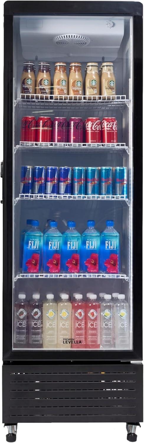 Black 10.0 Cu. Ft. Single Door Display Refrigerator with Glass Door