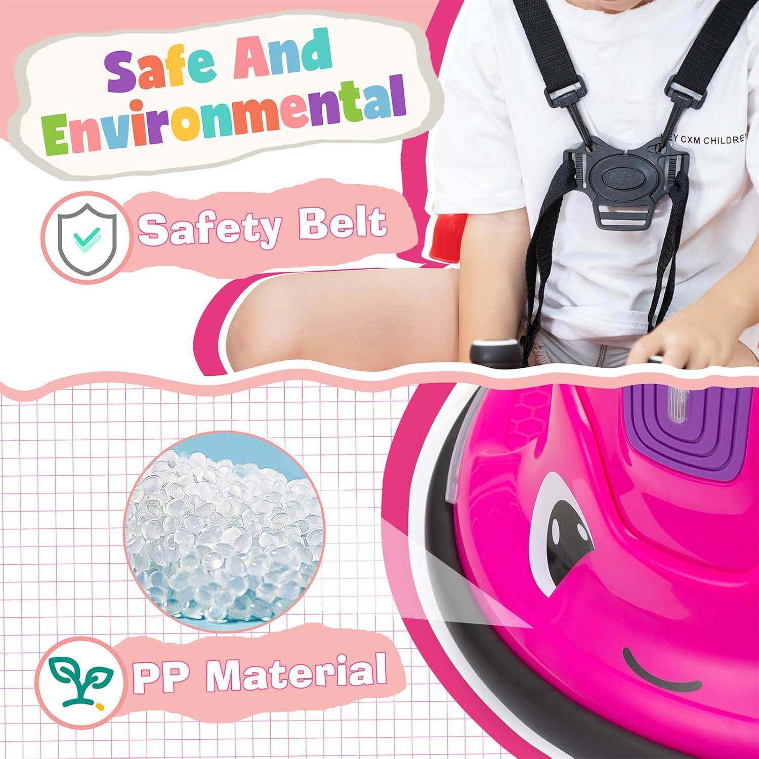 Kepooman 12V Snail-Shaped Kids Electric Bumper Car with Remote Control, Toddler Race Toys, 3-8 Years, Rose Red & Light Purple