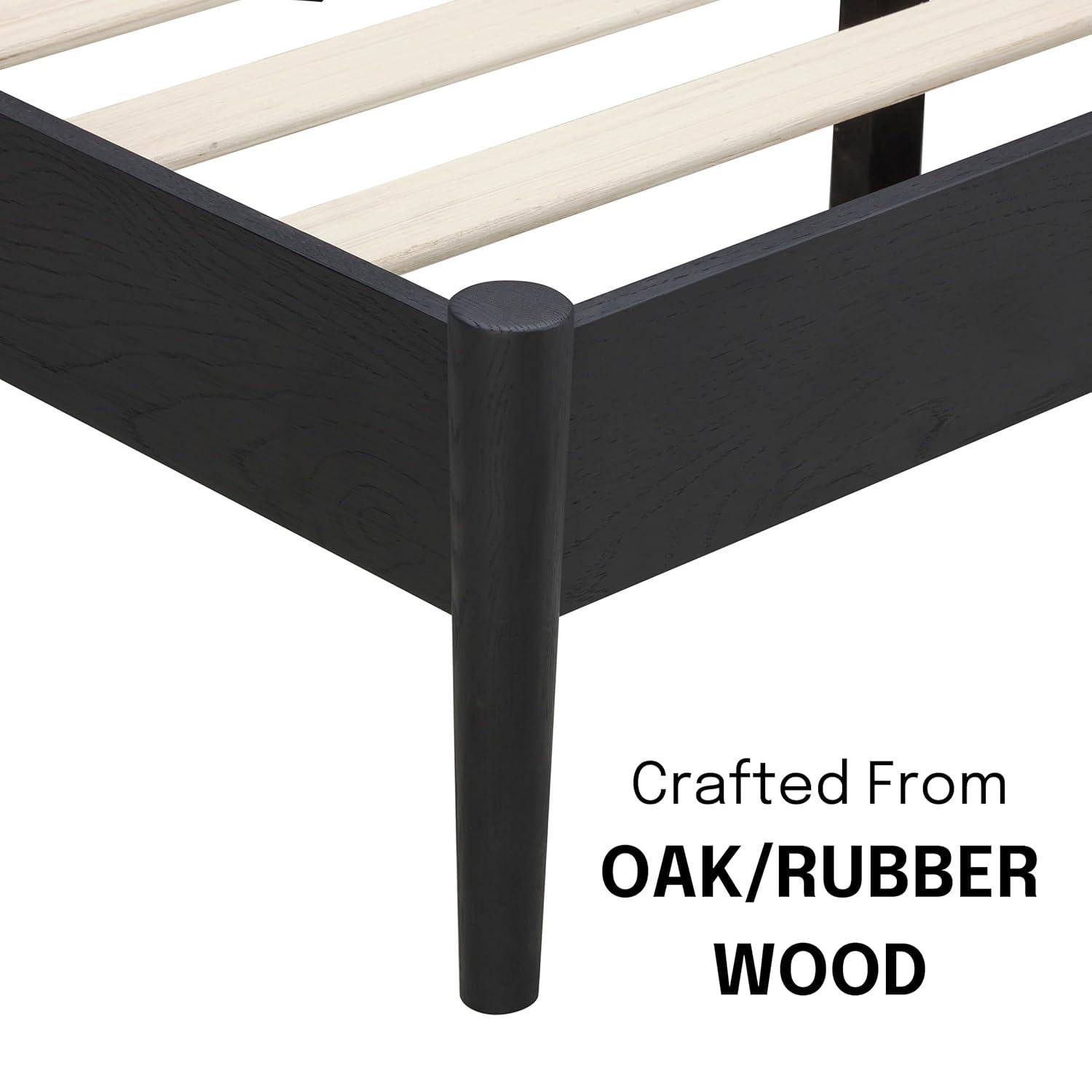 NTC Inno Solid Wood Bed Frame with Spindle Headboard and Silent Slats, 1000 lb Capacity