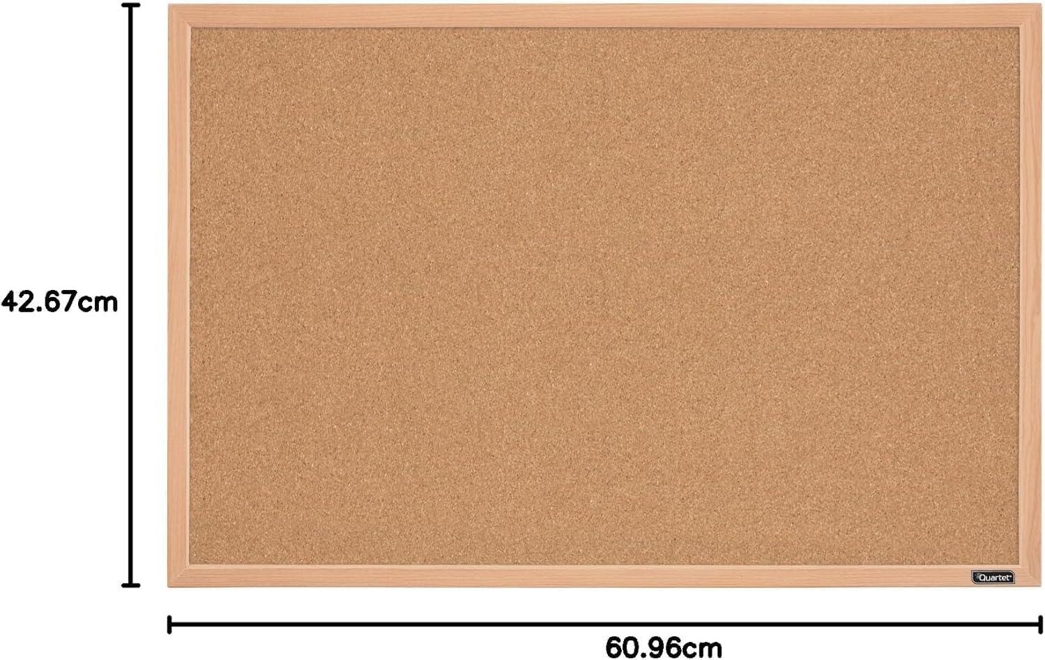 Quartet Cork Bulletin Board, 17" x 23", Oak Finish Frame (35-380342Q)