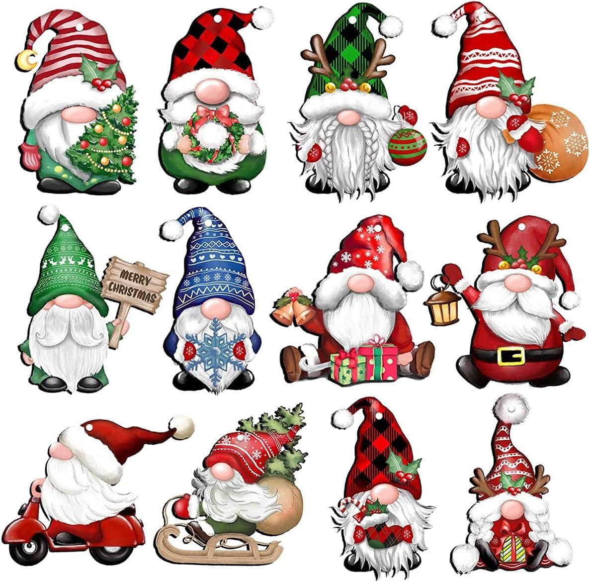dajkiuy Clearance 24pcs Christmas Gnome Wooden Hanging Ornaments,Wood Hanging Decor for Christmas Tree Decorations Gnome Santa Doll Hanging Craft Holiday Party Supplies