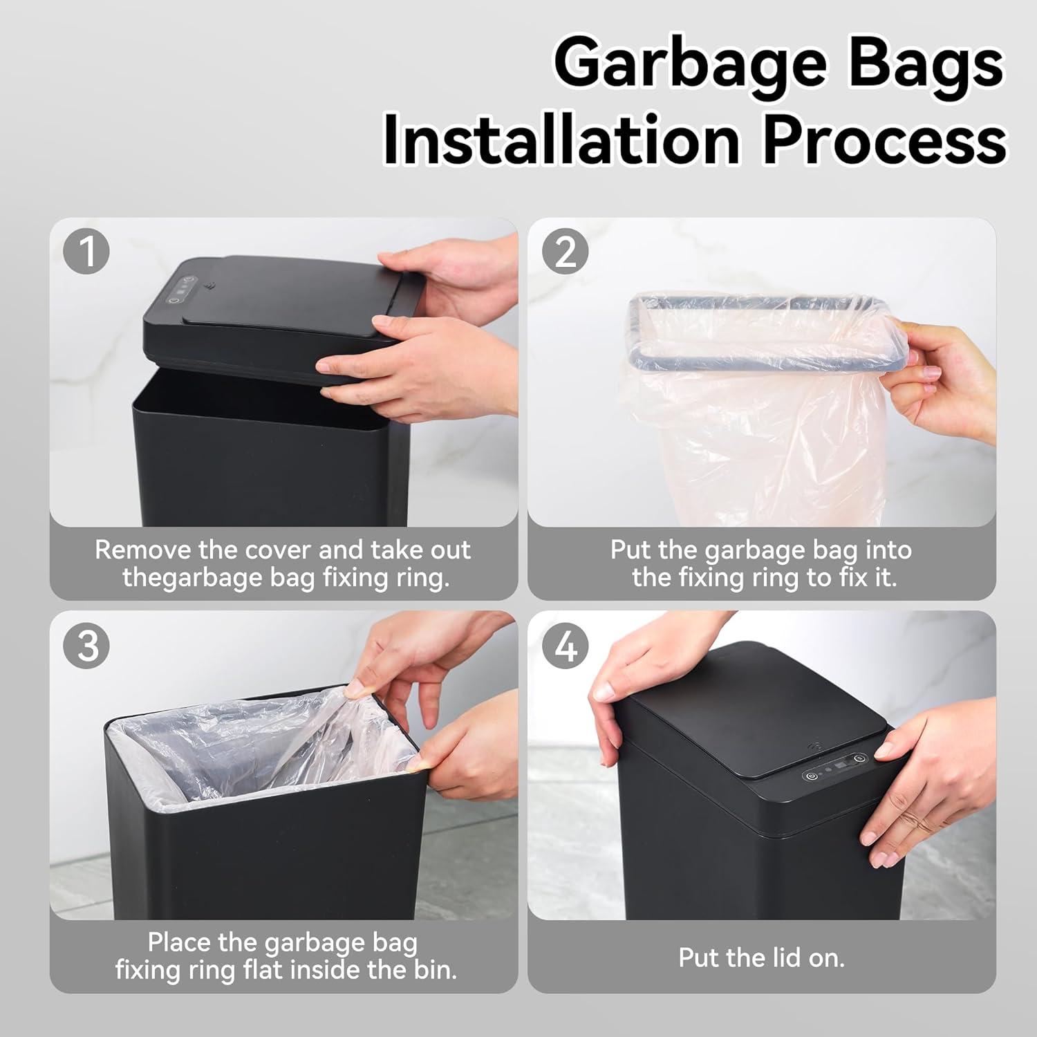 FEIYAN Automatic Bathroom Trash Can 2.6 Gallon Touchless Garbage Cans With Lid 2 Pack Small Slim Motion Sensor Smart Trash Bin For Bedroom, Bathroom, Office, Kitchen, Living Room, White | Wayfair