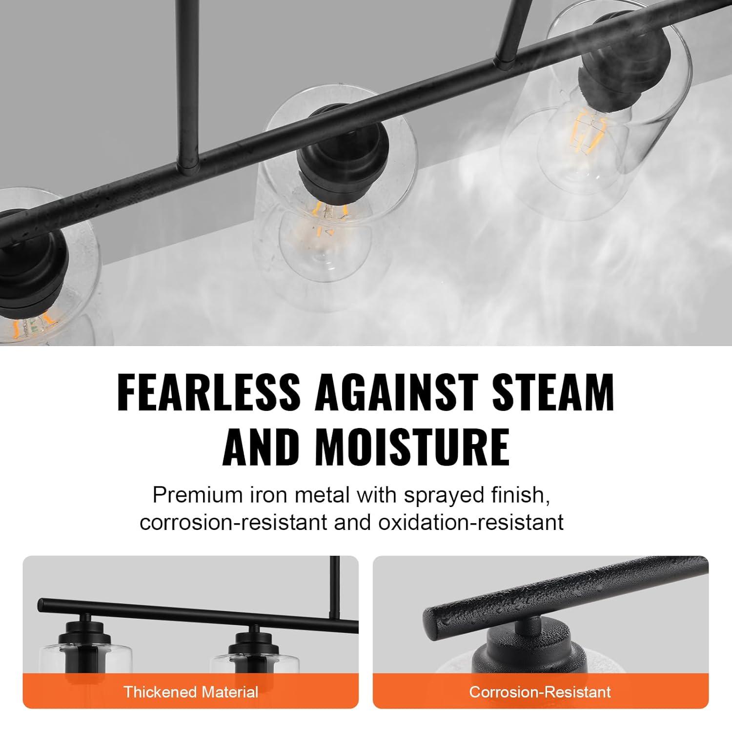 VEVOR 5-Light Adjustable Kitchen Island Pendant Light - 60W E26 Bulbs for Dining Room